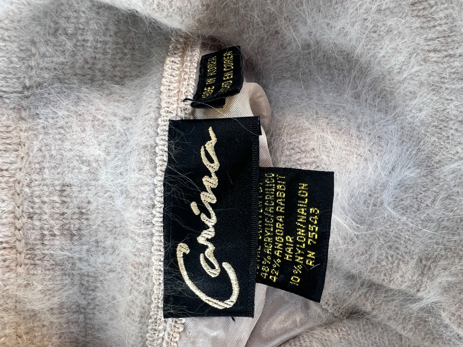 vtg Carina tan color embellished angora sweater cardigan sz medium