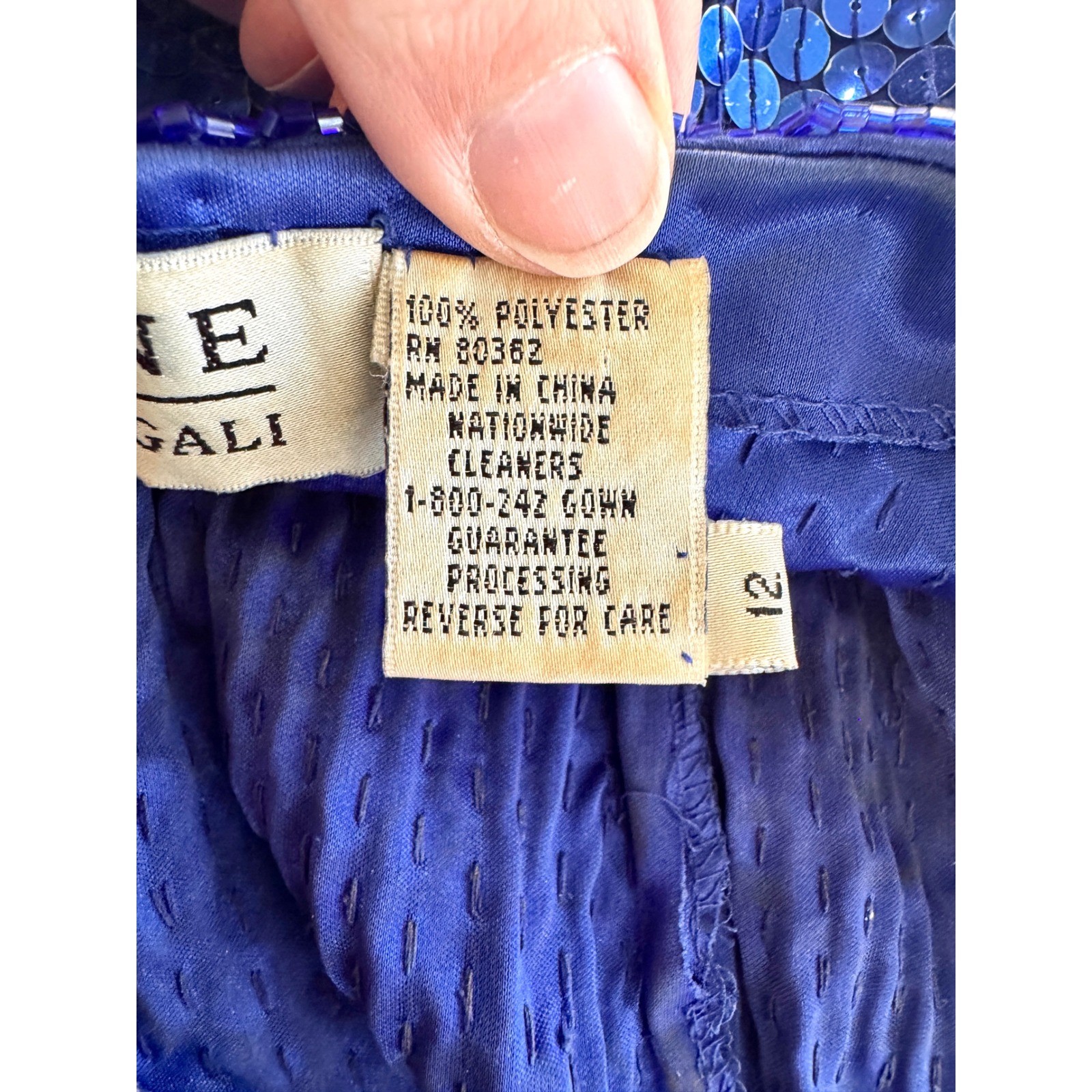Niteline Della Roufogali Vintage Royal Blue Sequin Halter Scalloped Dress 12