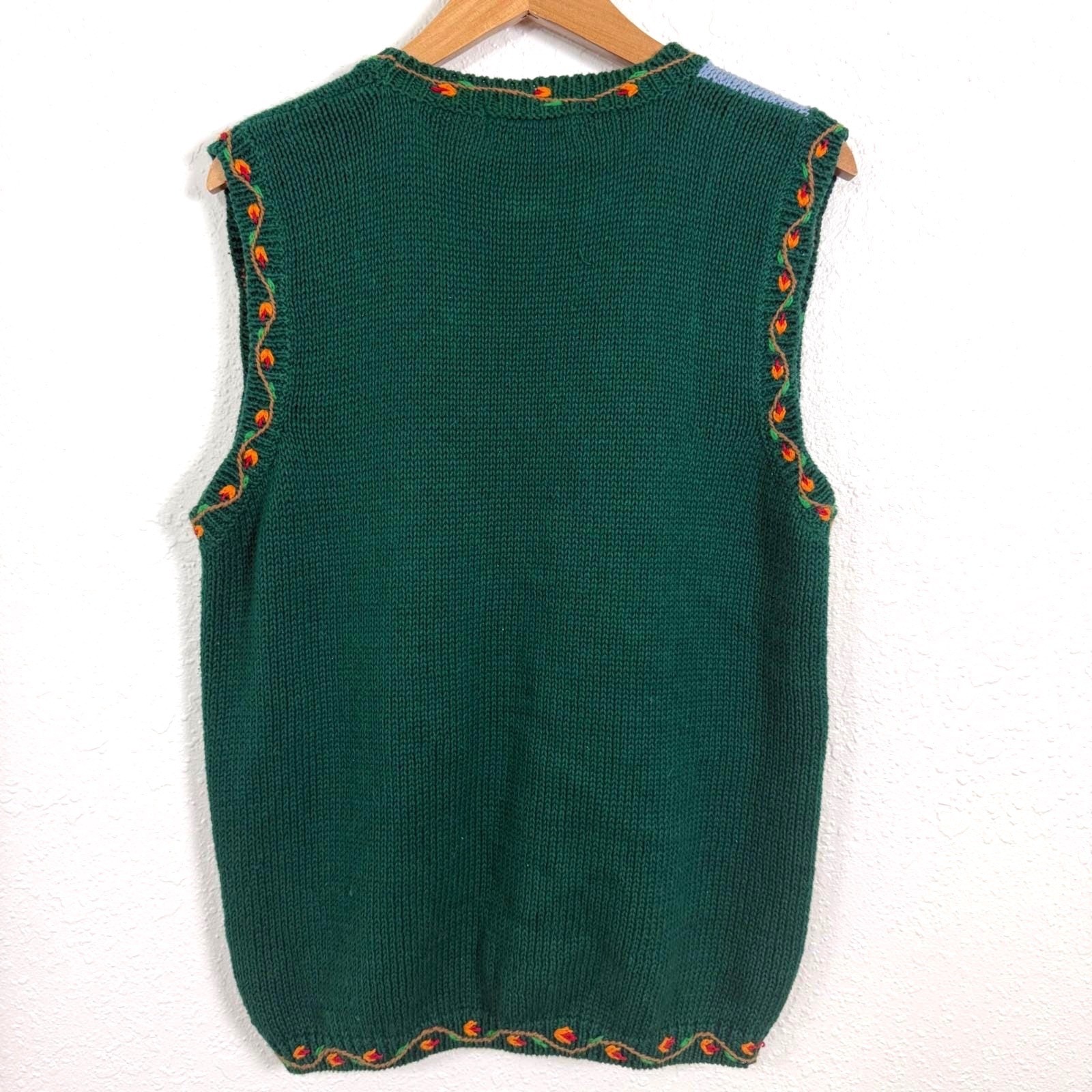 The Eagle’s Eye Large Sweater Vest Knit Harvest Farm Pumpkin Grandmacore Ramie