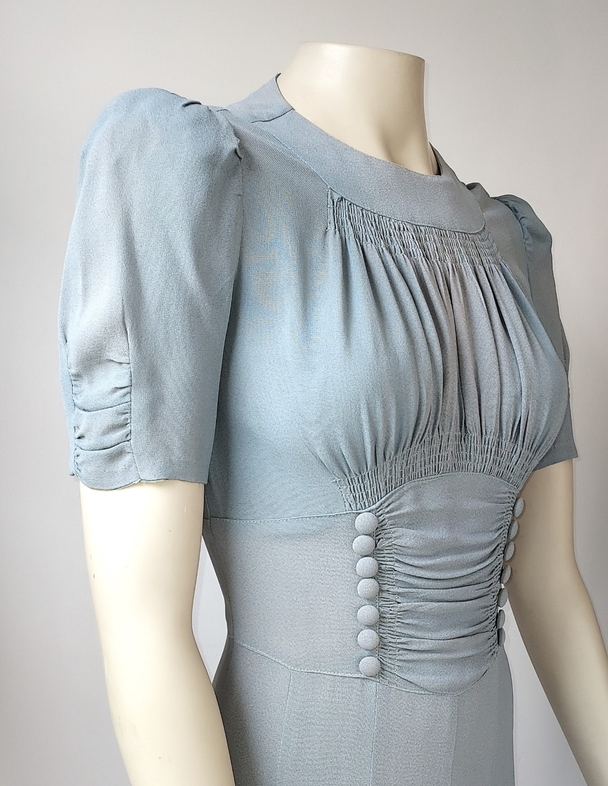 VTG Early 40s Classic True Vintage Dove Gray 2 pc Rayon Dress and Bolero Set. Sm