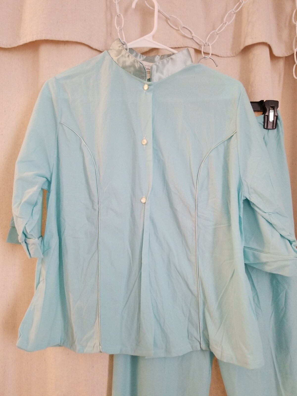 Vintage Fashion By Belinda Blue Pajama Set ILGWU Union Label Medium 38 PJ’s