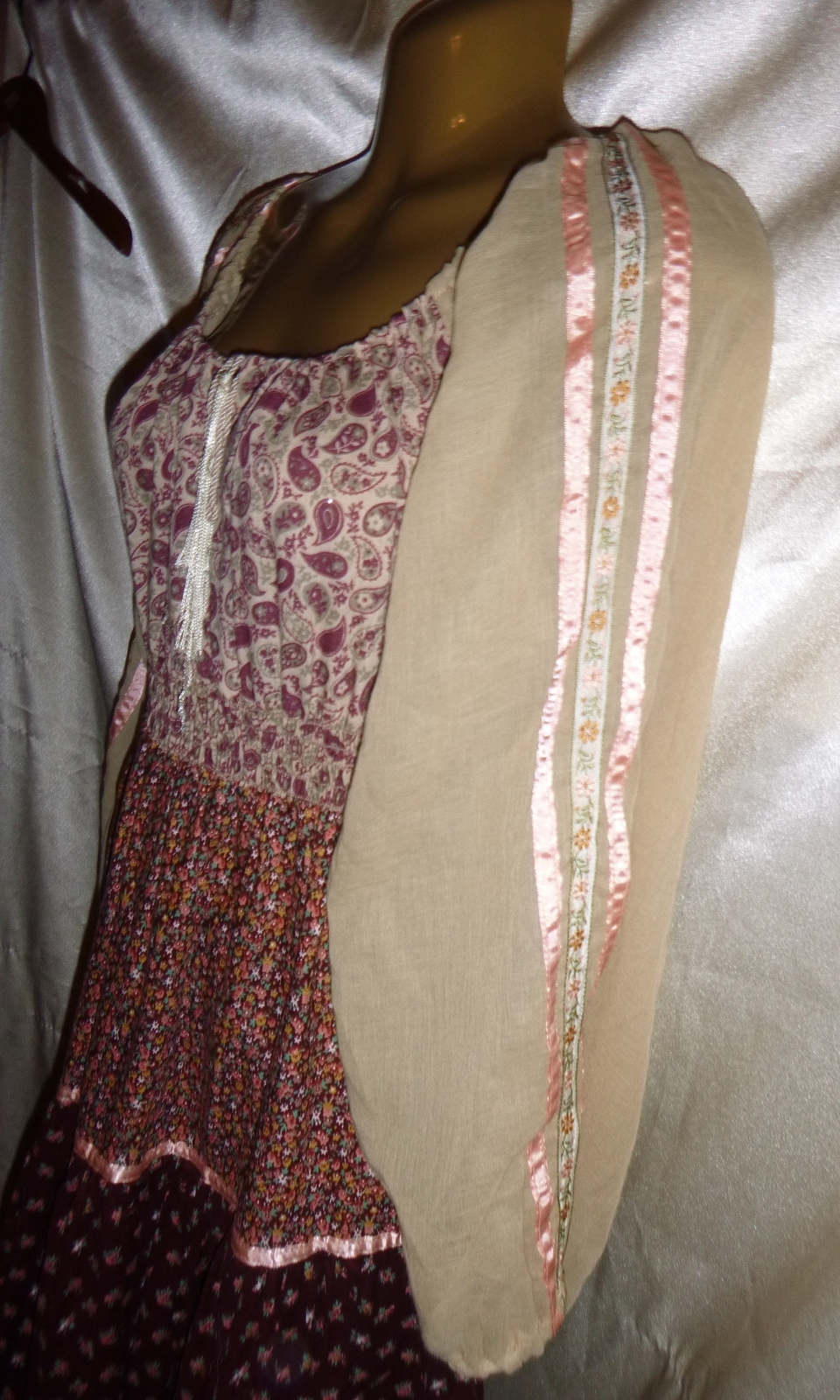 Vintage Young Edwardian Dress ARPEJA Pink Brown Calico Prairie 70’s sz 5
