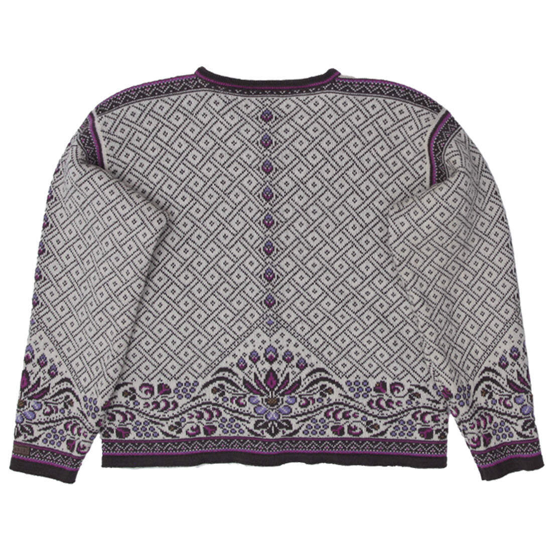 Vintage Ladies Dale Of Norway 100% Pure New Wool Floral Knit Sweater Cardigan Si