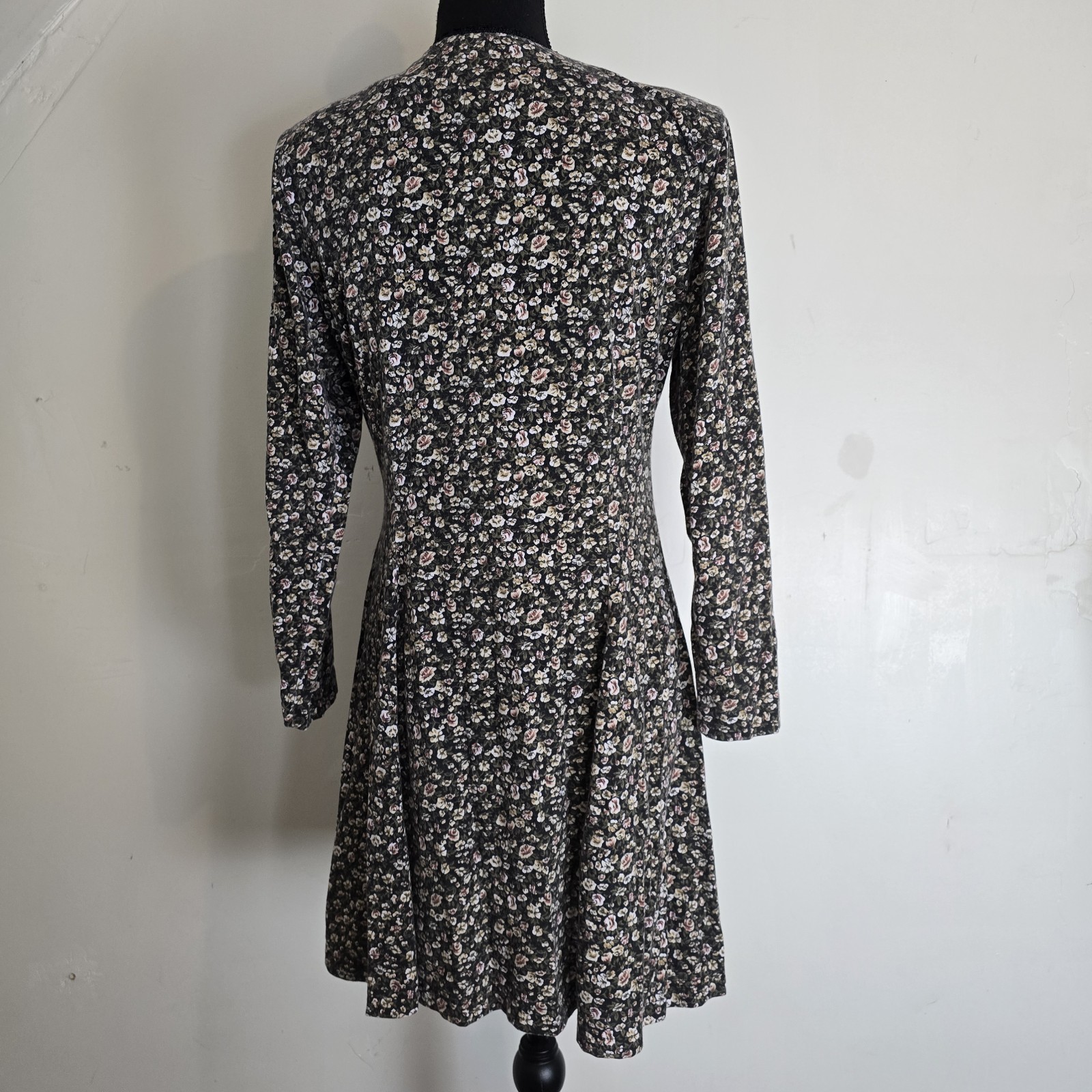 Vintage 90s Y2K Mini Dress Ditsy Floral Tie Chest Whimsigoth Cottagecore
