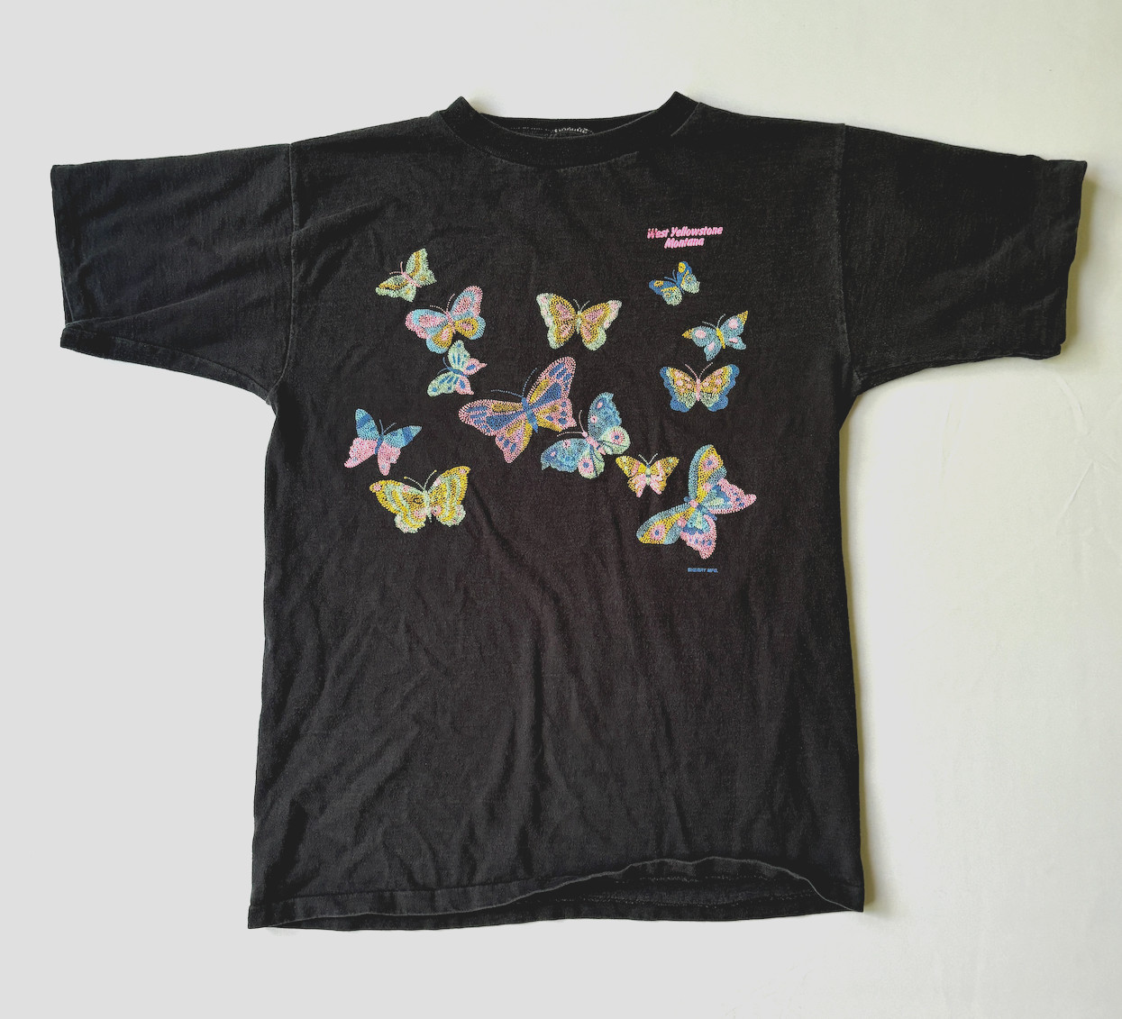 Vintage Womens Yellowstone Montana Shirt Sz S (Cut Tag) Single Stitch Butterfly