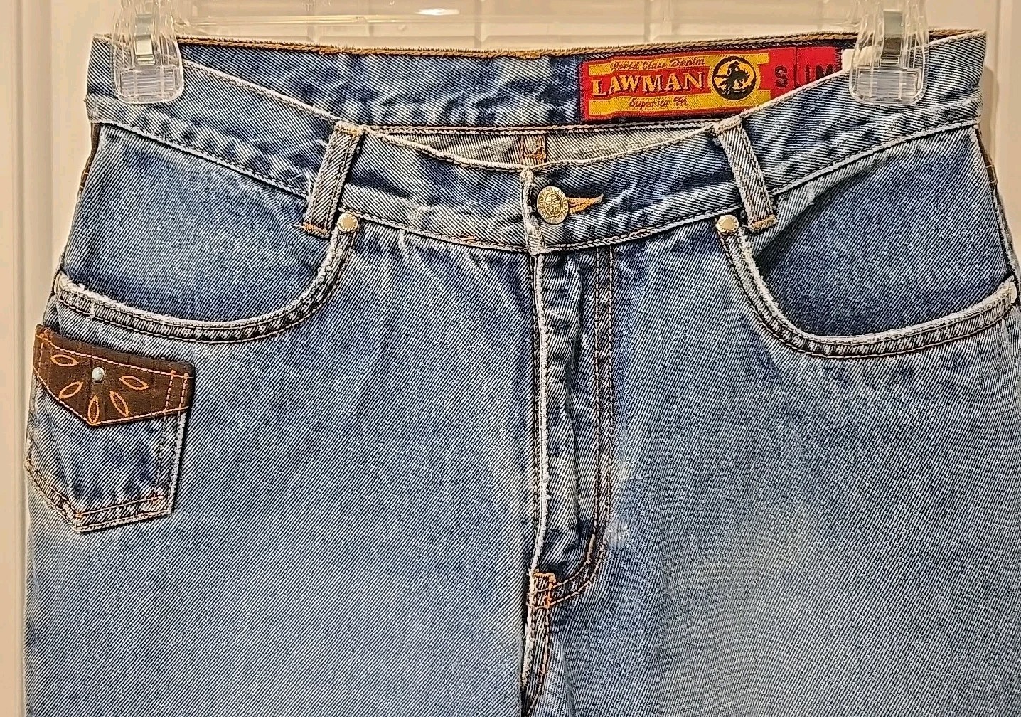 Vtg. LAWMAN Western Women’s Jeans Slim Fit Brown Faux Suede Worn Hems -Sz. 11