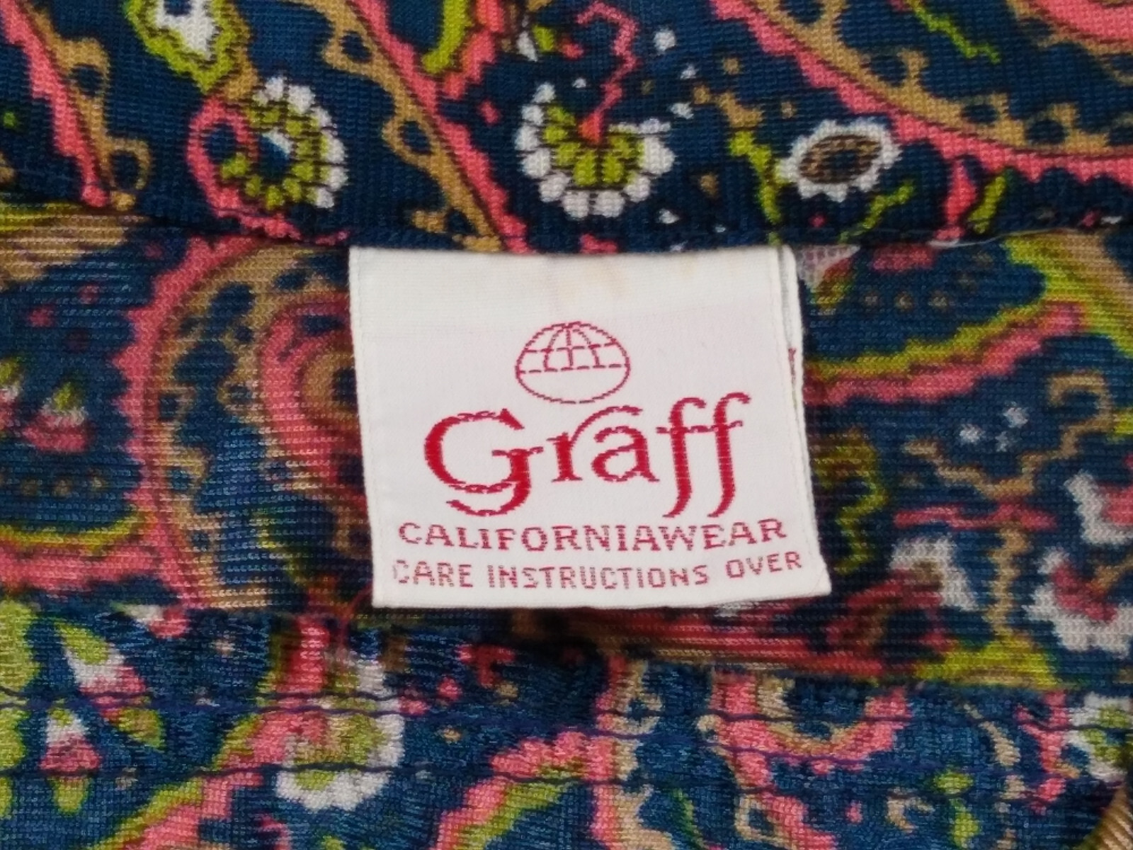 Graff Calif Wear Blouse Pullover Womens S Paisley 70s Disco Mod Vtg Deadstock