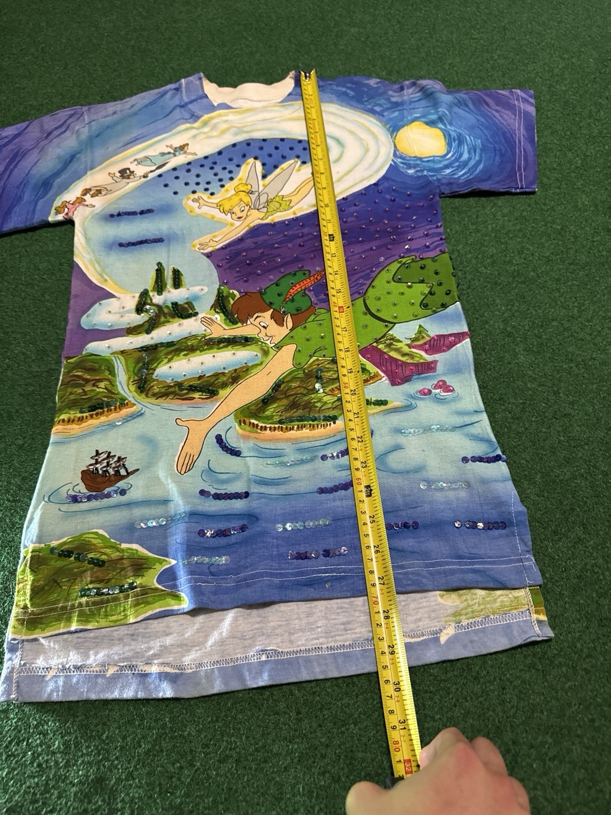 Disney JouJou Shirt XS AOP Peter Pan Tinkerbell 90s Neverland RARE 90s Vintage