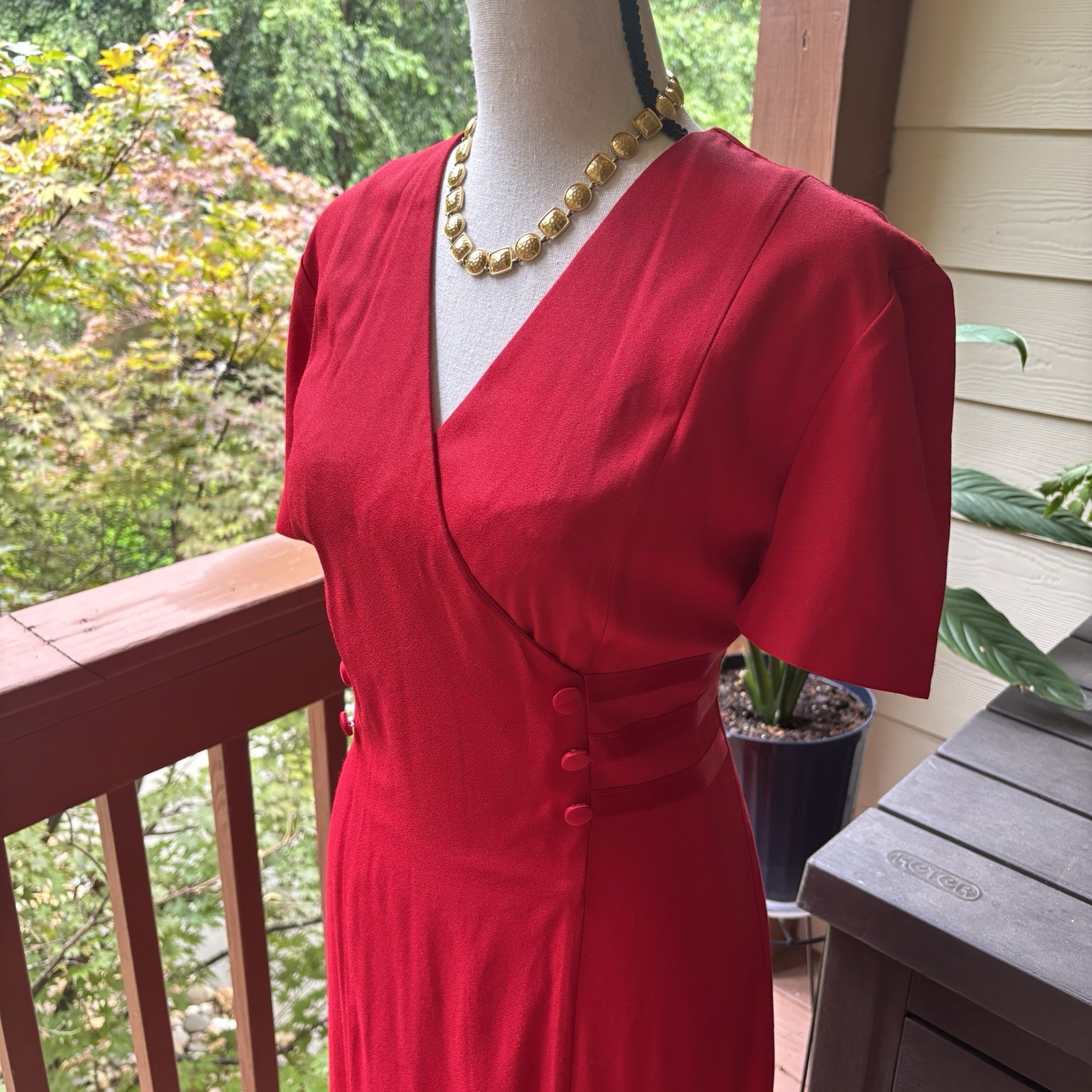 Vintage 80s John Roberts Red FittedSheath Dress | Holiday Maxi Size 6