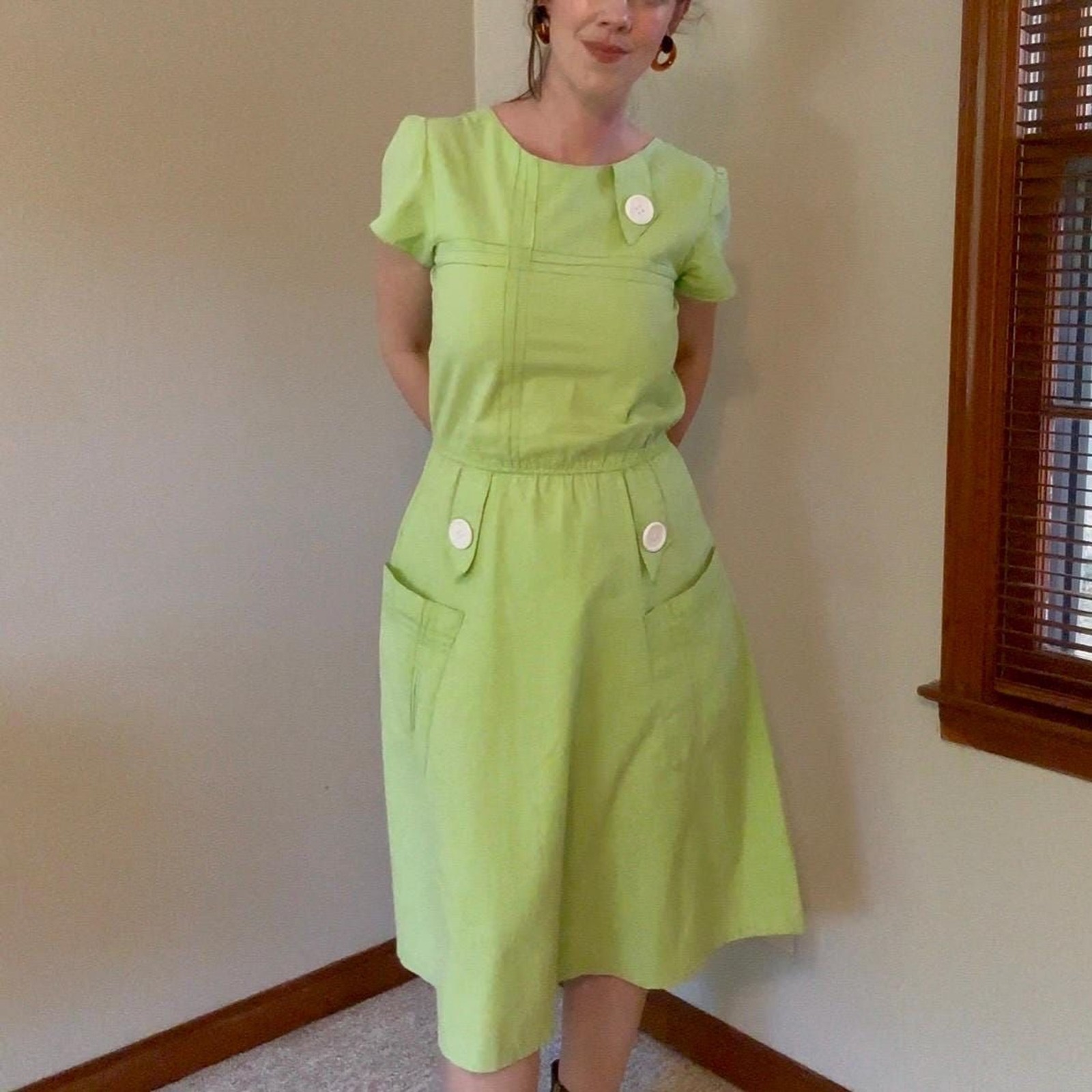 Vintage 60s Lime Green Mod MCM Pop Art Day Dress