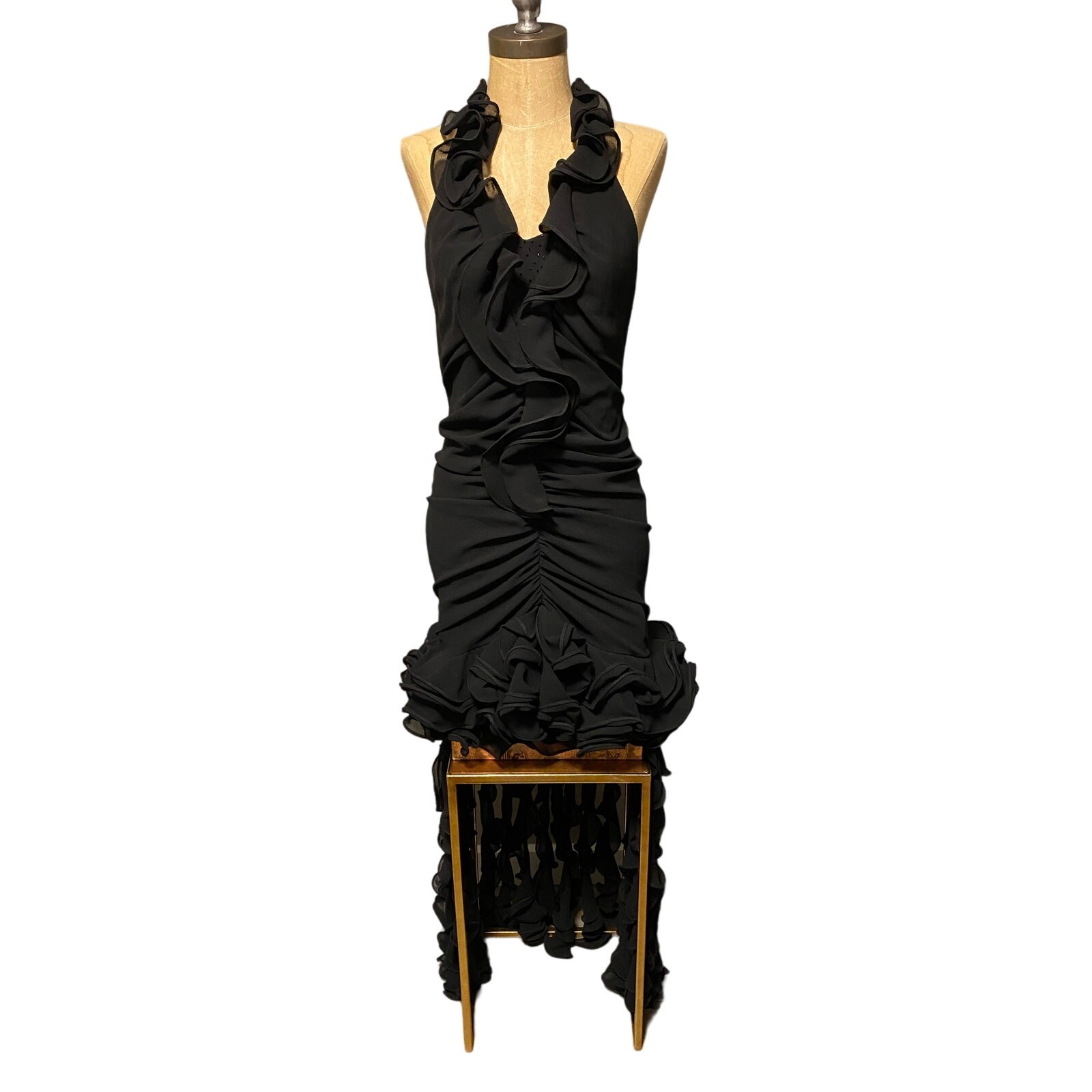 Stunning! Vintage 1990s Marsoni sz 6 Black Cocktail Dress Gown