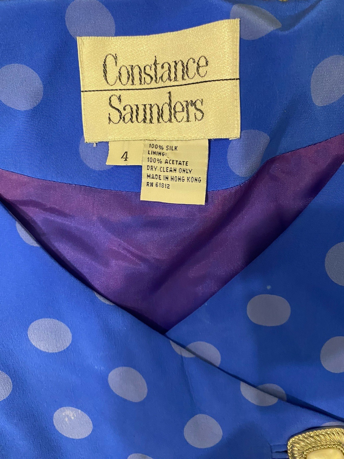 VTG Constance Saunders Size 4 1980s Silk Party Dress Polka Dot Mini