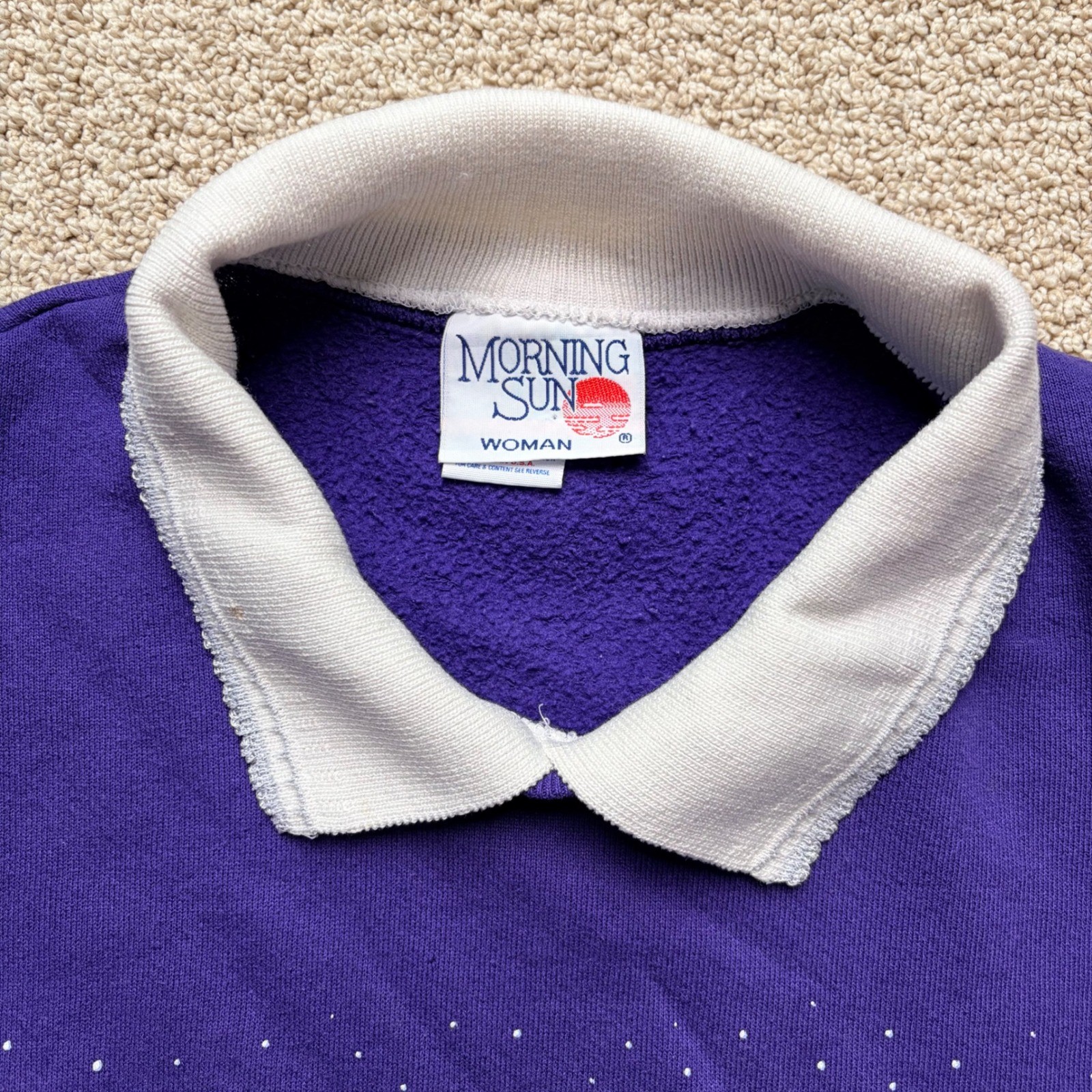 Vintage Morning Sun Purple Winter Tree Graphic Collared Sweatshirt 3X USA Made