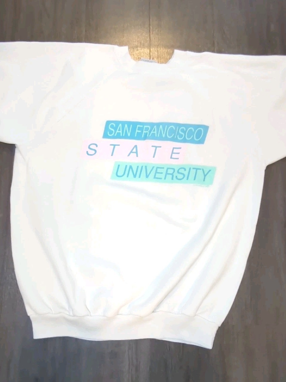 Vintage 1988 San Francisco State University SFSU Sweatshirt White Pink Sz XL