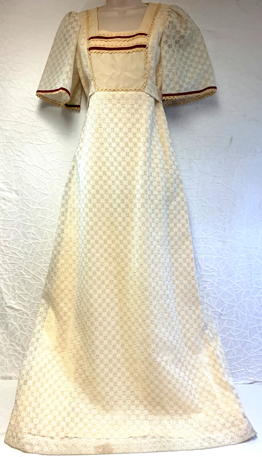 Vintage CANDI JONES Size 9 Lace Maxi Victorian Romantic Wedding Prairie Dress