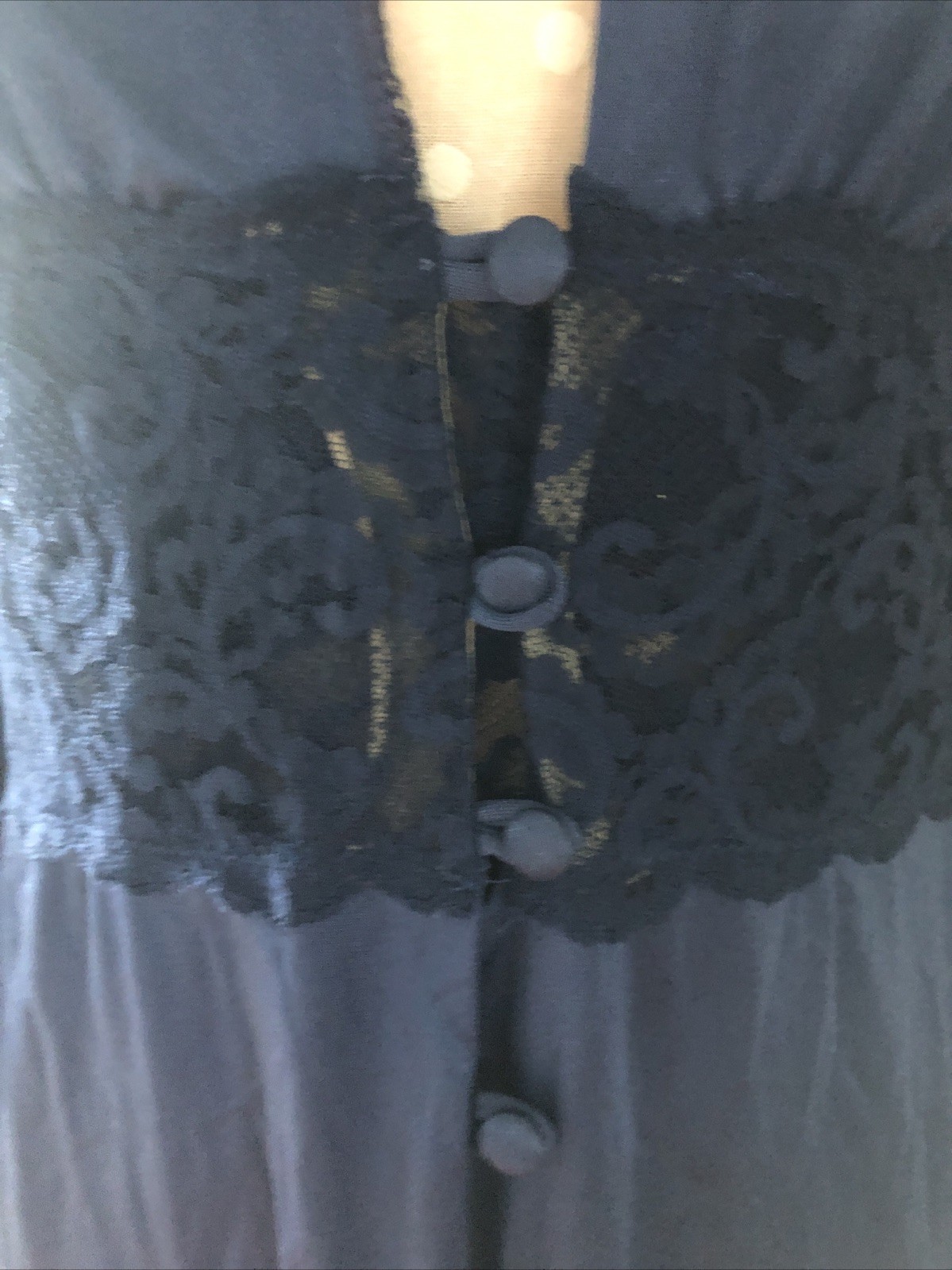 Vtg Maidenform Dreamwear Olga Like Peignoir Nightgown Robe Set Navy Blue Women L