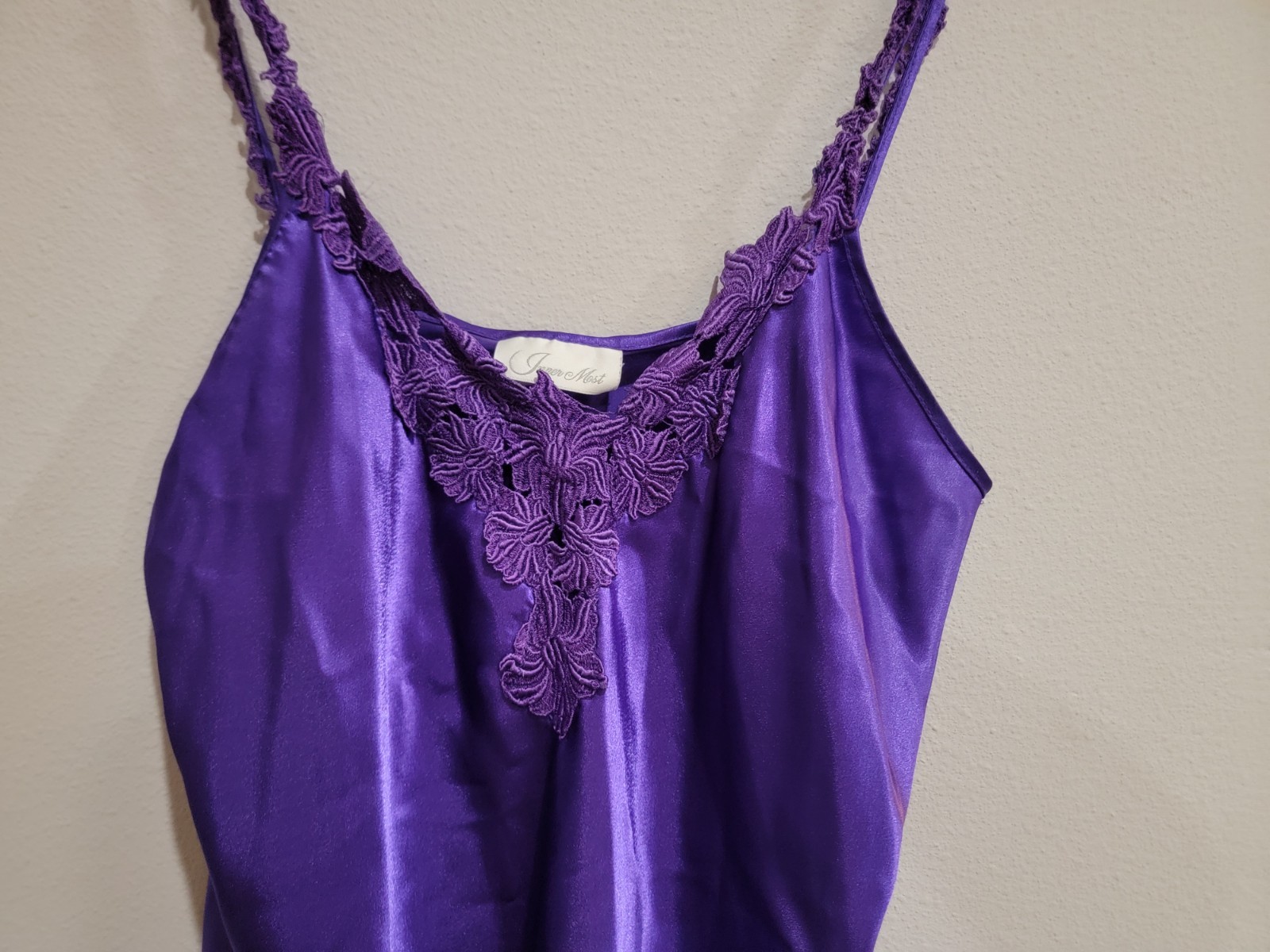 Inner Most Purple Camisole Chemise Nightgown Satin Feel USA Made Sz M Vintage