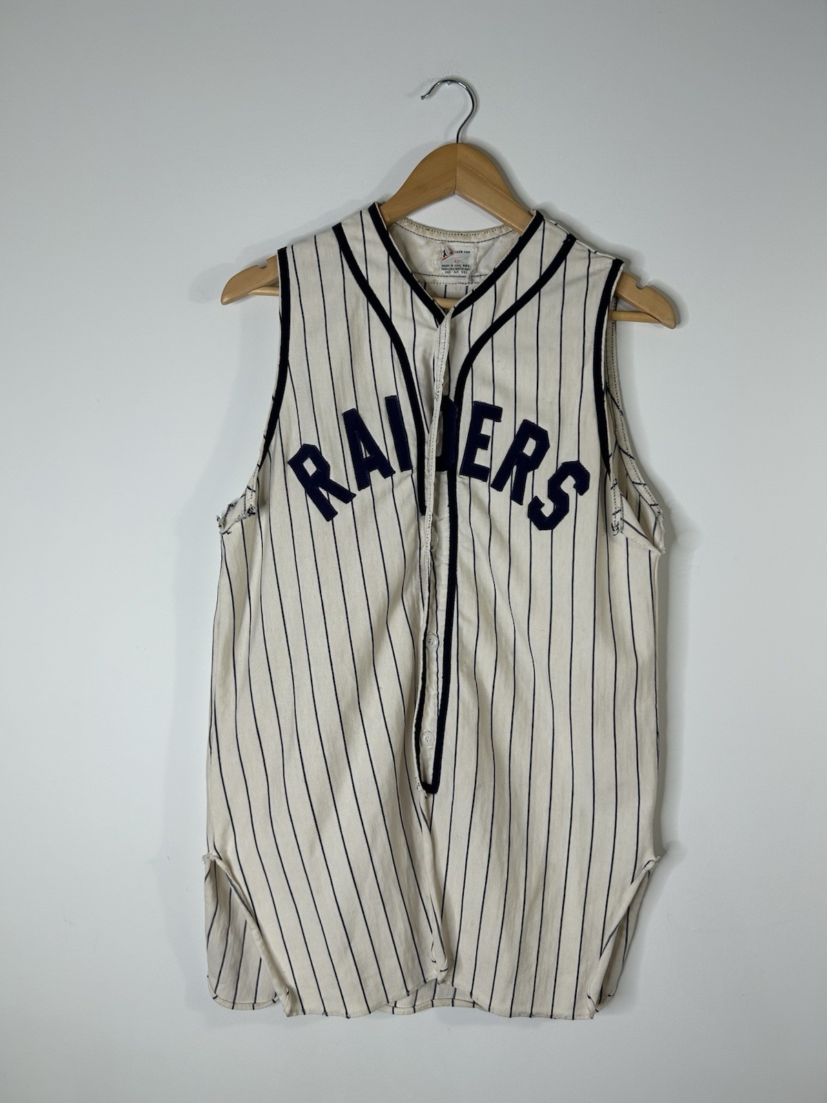 Vintage 1950’s Jersey Women’s White Striped Raider Button Up Cut Off
