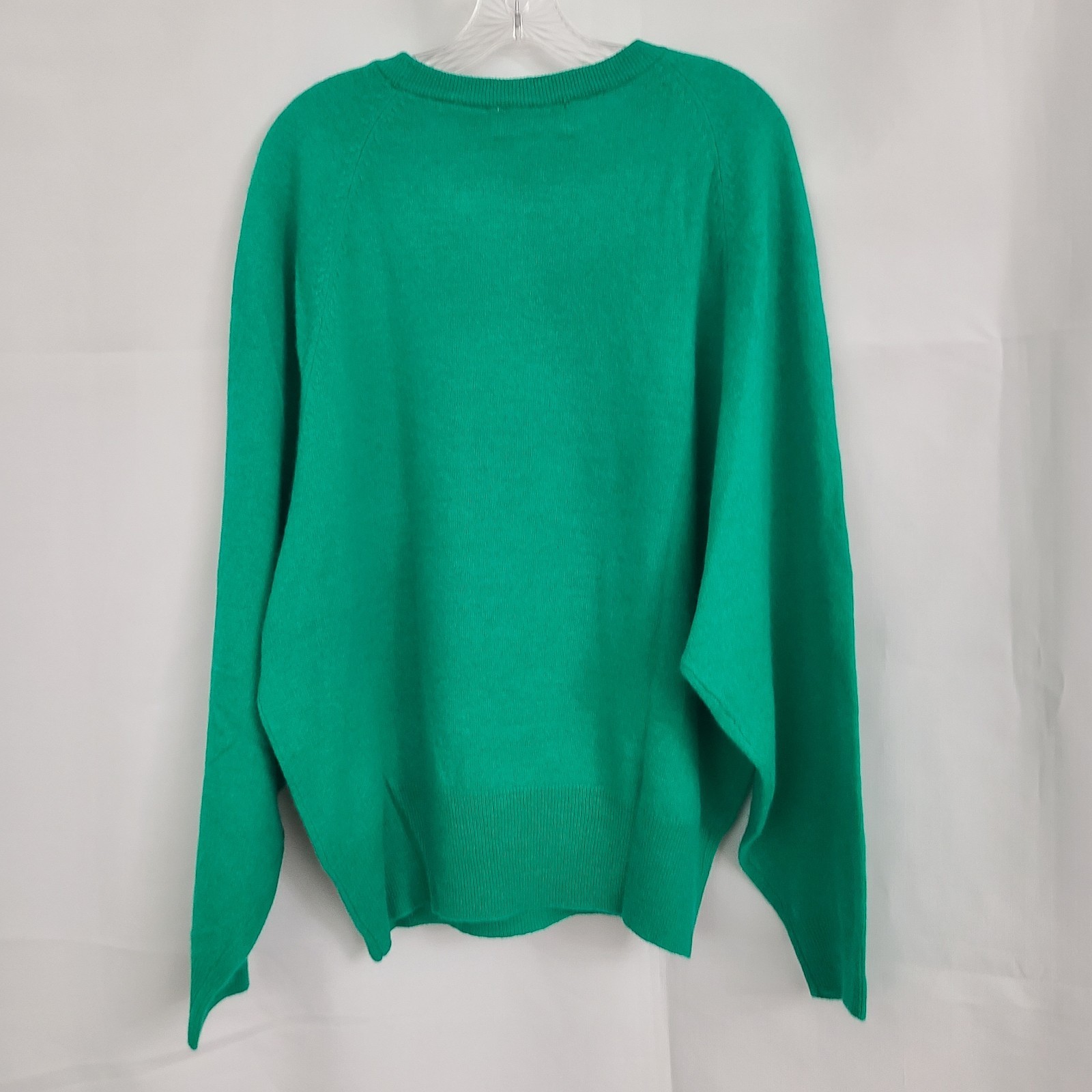 Vtg Classic Dimensions 2X Kelly Green Lambswool Angora Blend Lightweight Sweater
