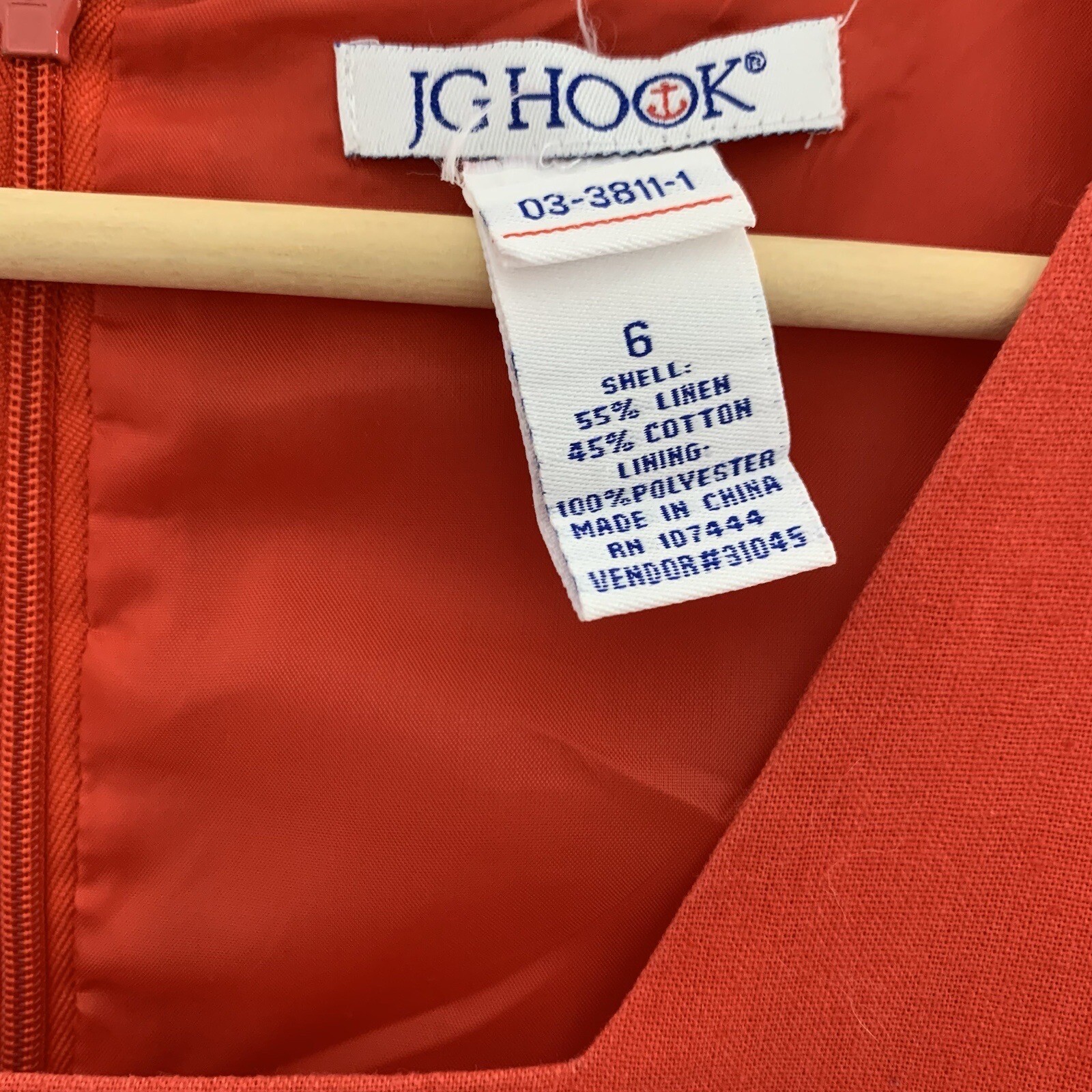 Vintage 90s JG Hook Womens 6 Sleeveless Red Sheath Dress Linen Cotton Blend