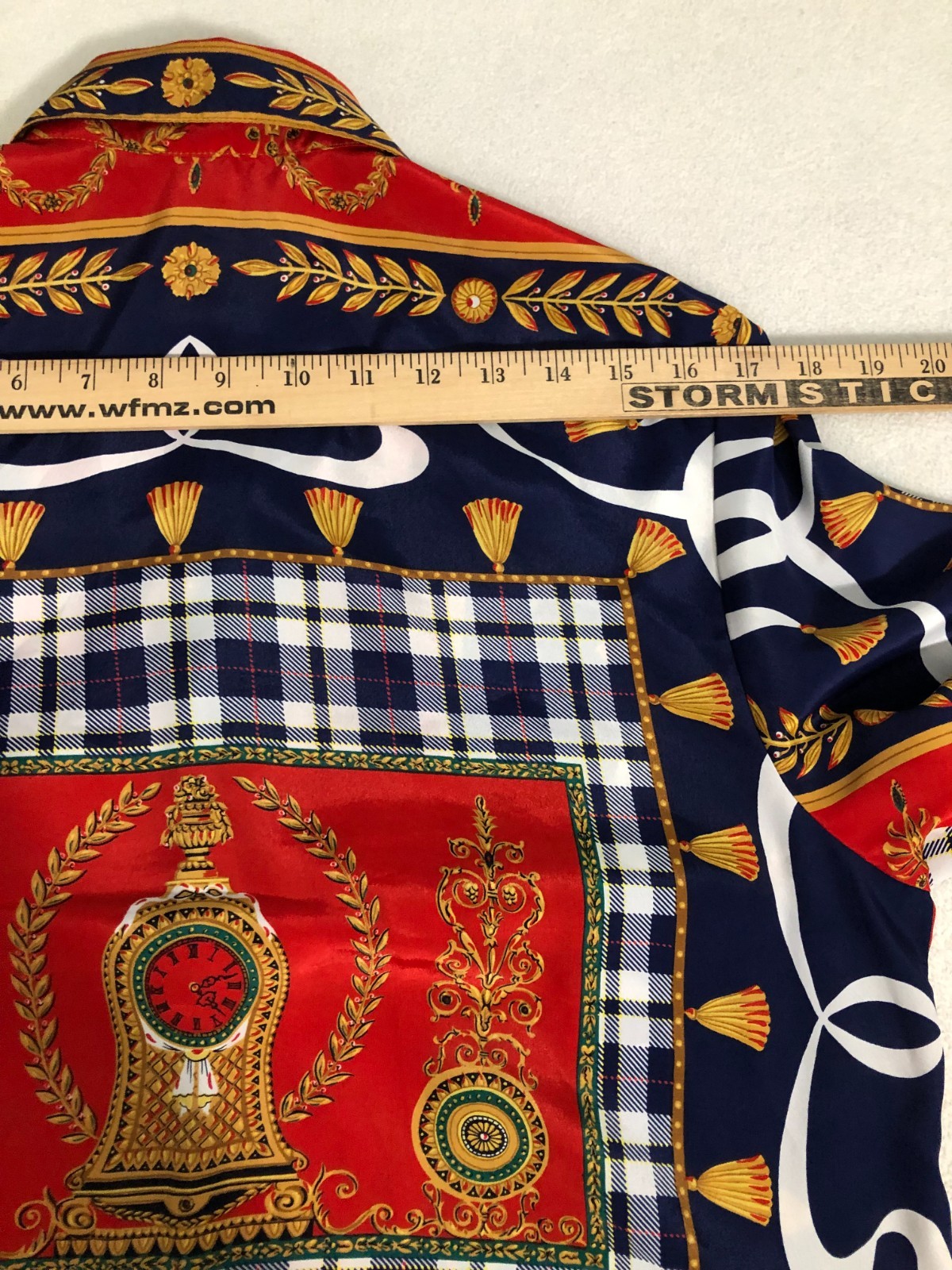 VTG Spencer Jeremy S Bohemian Red Blue Gold Button Up Blouse Vibrant Geometric