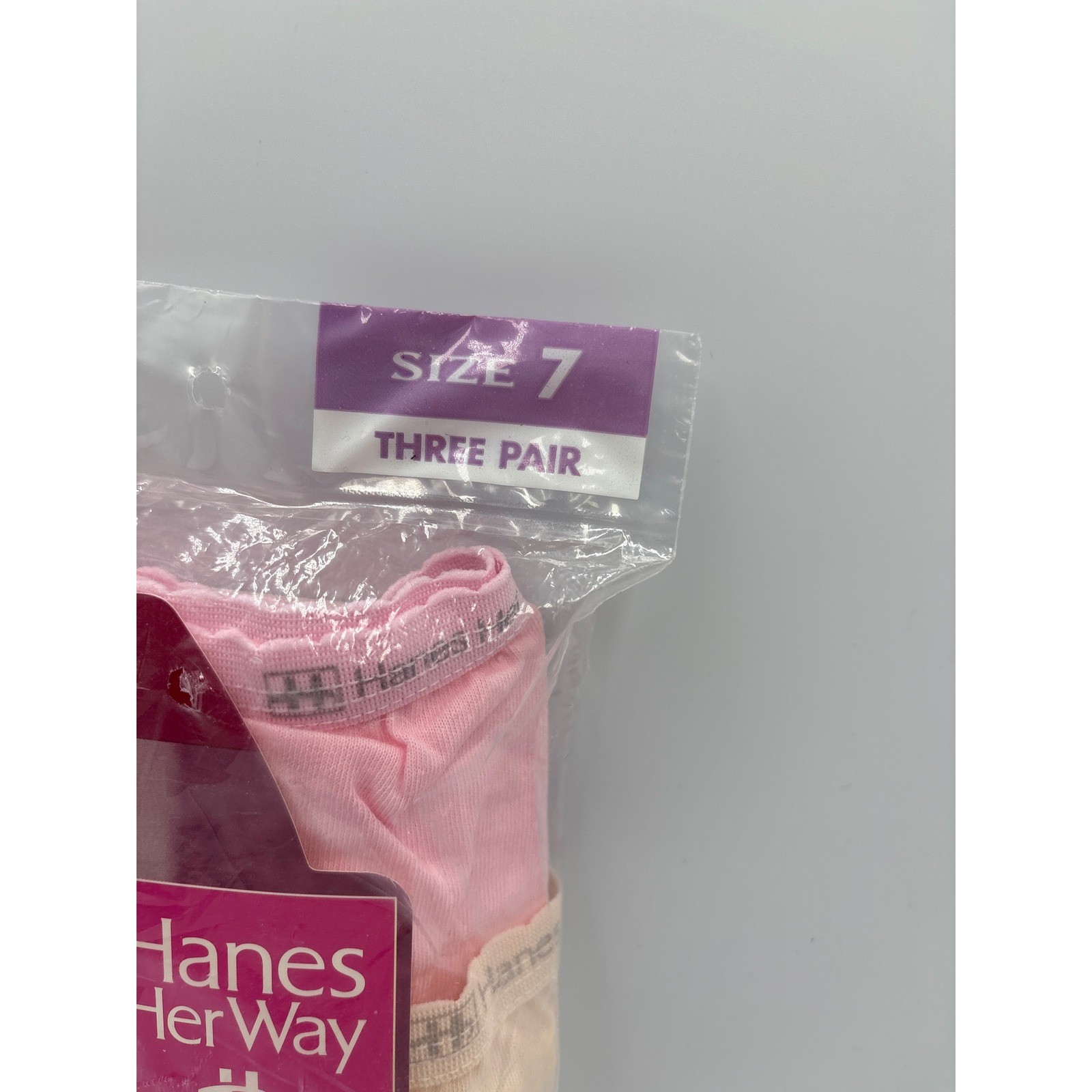 Vintage 1995 Hanes Her Way Cotton Briefs 3 Pack Size 7 Pink Peach Blue NOS 90s