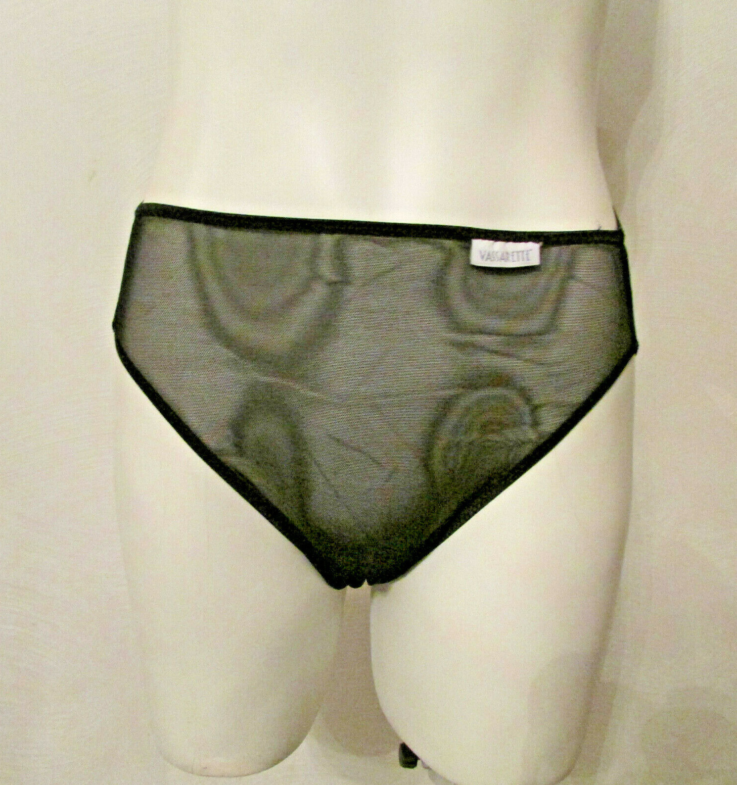 90s Vassarette 14-125 Sheer Nylon Black Mesh Hipster Bikini Panties 6/42 Panty