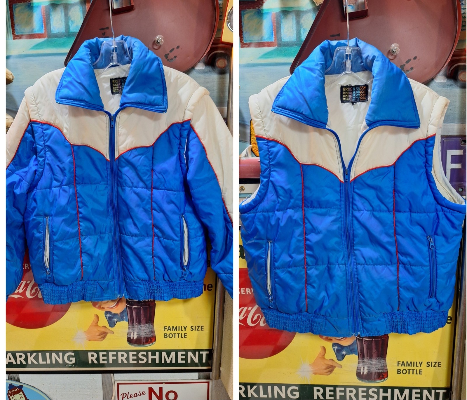 True VTG Mid-century 1970s 80s Brite N Sassy Puffer Ski Jacket Vest Snow Bunny L