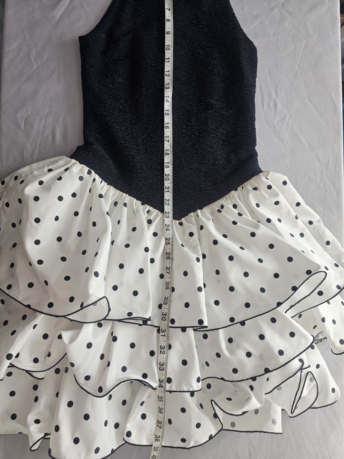 1980’s Huey Waltzer for Darcy 80s Prom Polka Dot Dress Size 5/6 Black White USA
