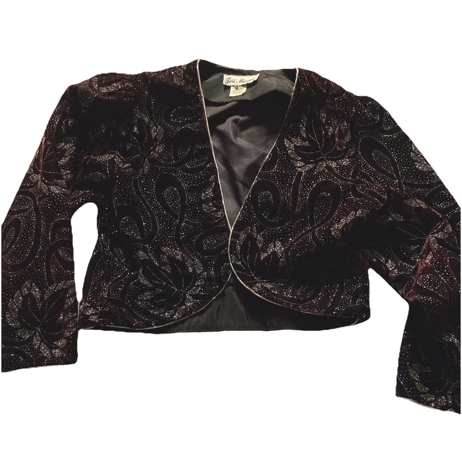 Vintage Women’s Jeri Marque Bolero Jacket Petite 1980’s Encrusted Black Cherry