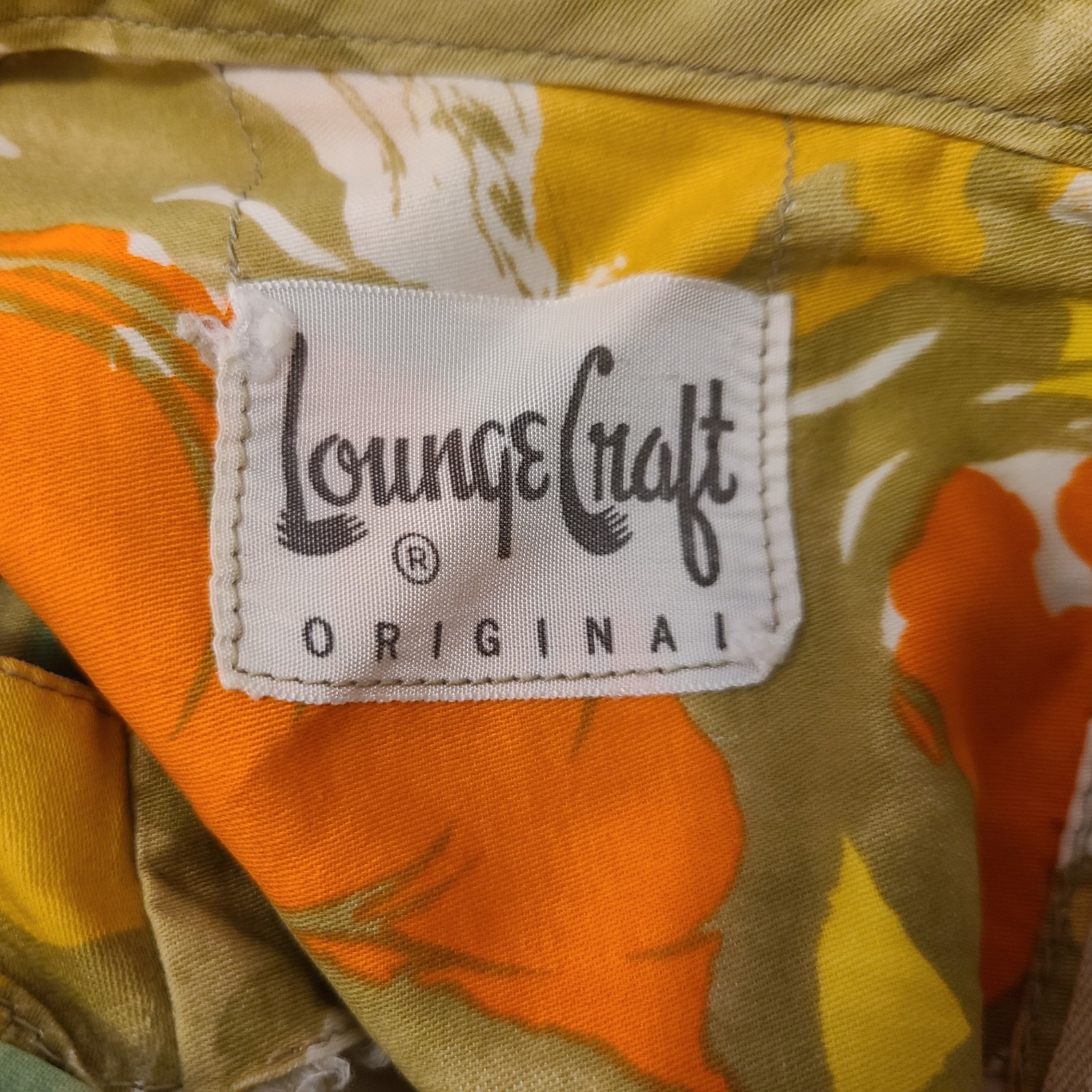 Vtg 60’s Loungecraft Original Floral Cocktail Dress XS Yellow Orange Tan Mad Men