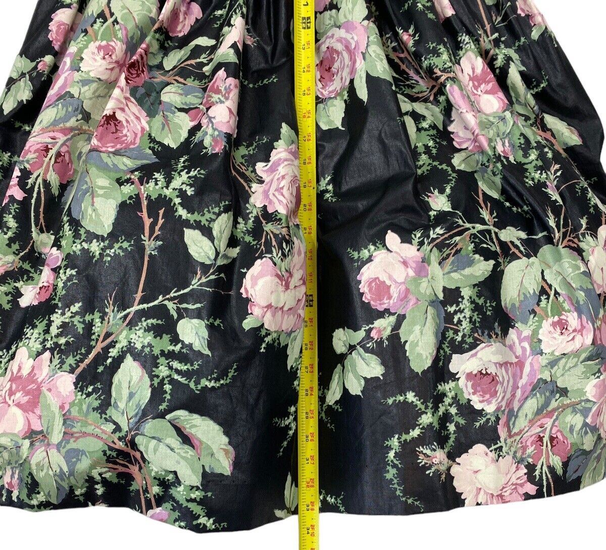 VTG 1980s s.g.gilbert Black Floral Chintz Dress Tulle Underskirt Tea Length Prom