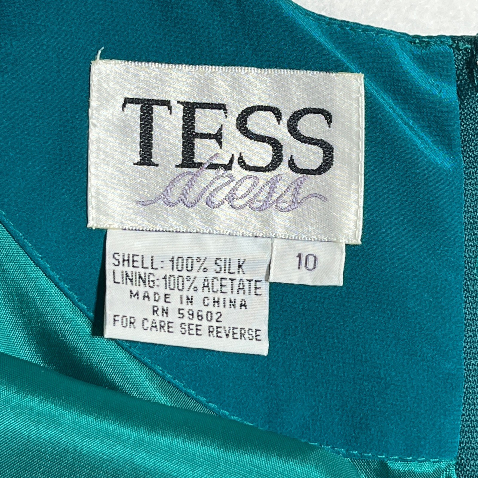Vintage 1990s Peacock Teal 100% Silk Dress Sz 10 Minimalist Sheath Jewel Tone