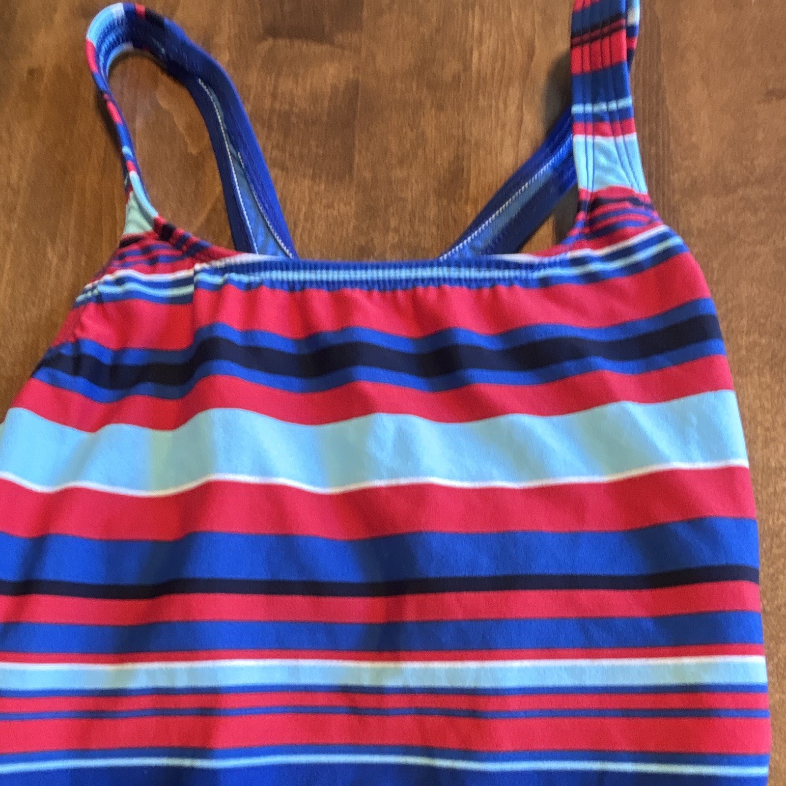 Vintage Maxine of Hollywood Swimsuit Size 14 Striped One Piece Racerback USA