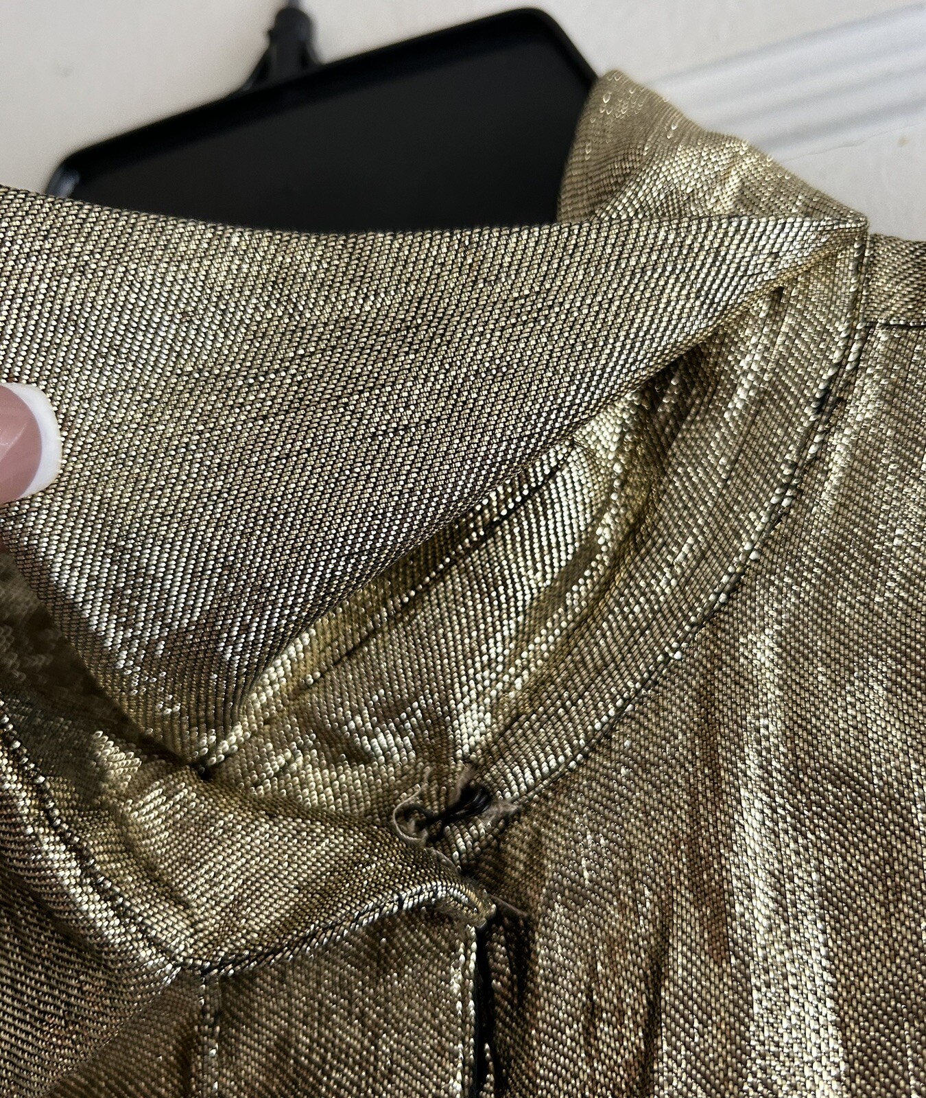 Vintage Norma Kamali OMO Gold Metallic Lamé Gown Dress Size XS S