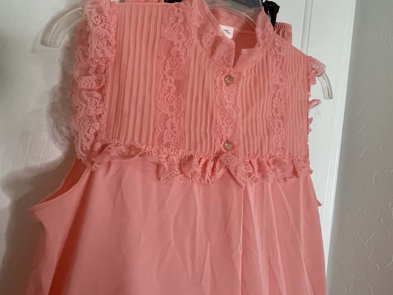 VTG JCPenney 2-Piece Fancy Lounge Set Sz 36 Lacy Peachy Pink Retro