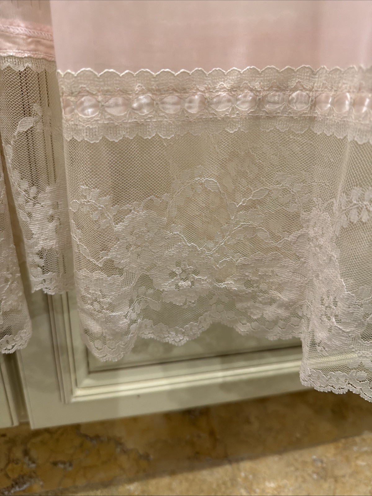 Vintage Lingerie Set Pink Lace Satin And Soft Tulle Robe And Sweet Nightie XL