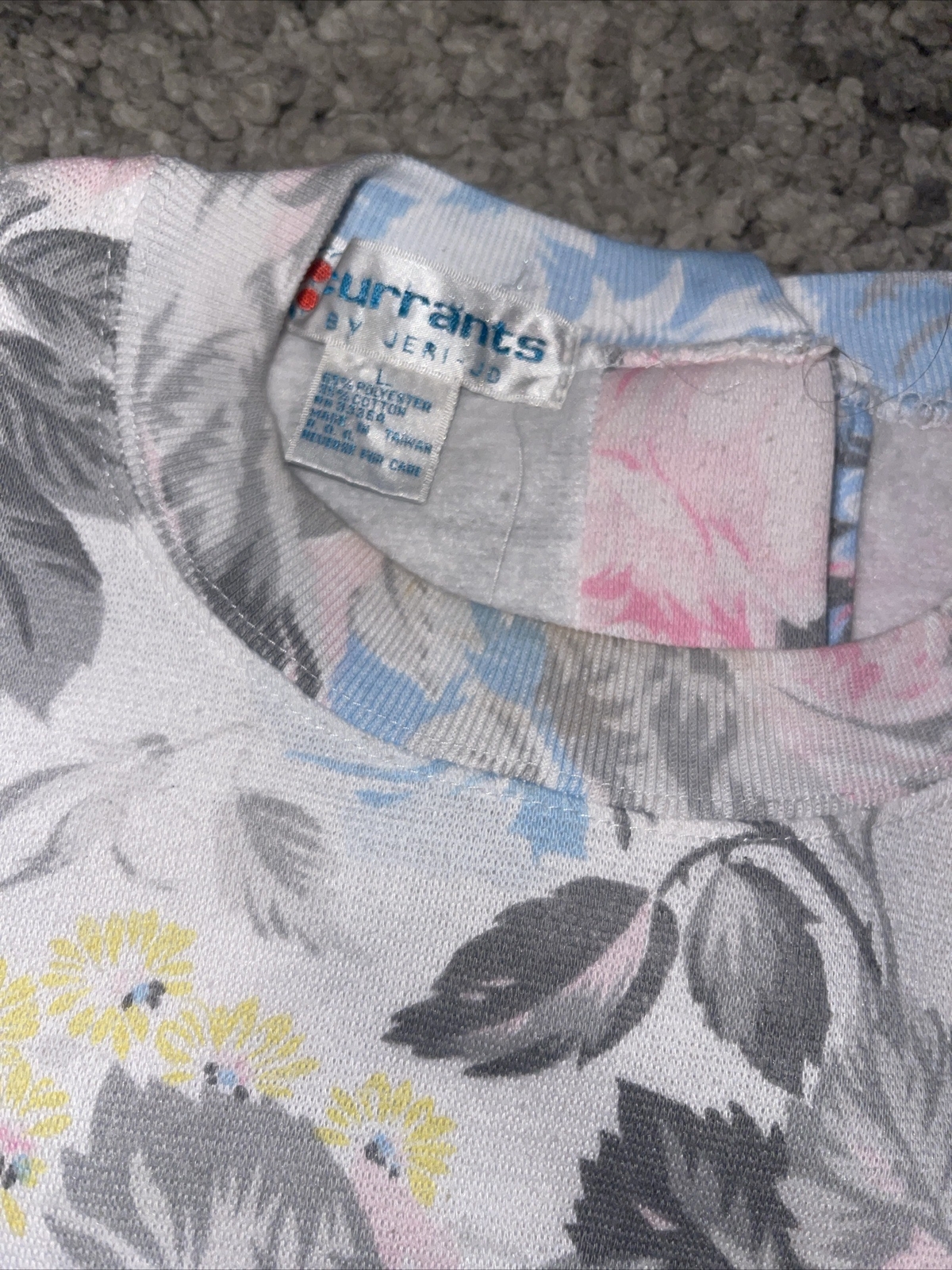 Vintage 1980s Currants by Jeri-Jo Floral Printer Sweatshirt – Size L 3/4 Sleeve