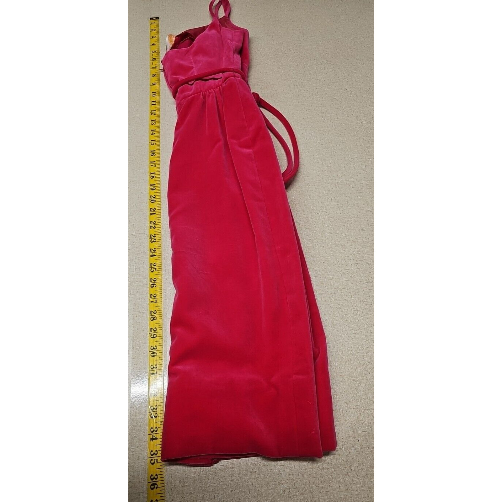 Vtg 50s Hot Pink Dress Mam’selle Betty Carol Small Velvet Lined Belted Rose