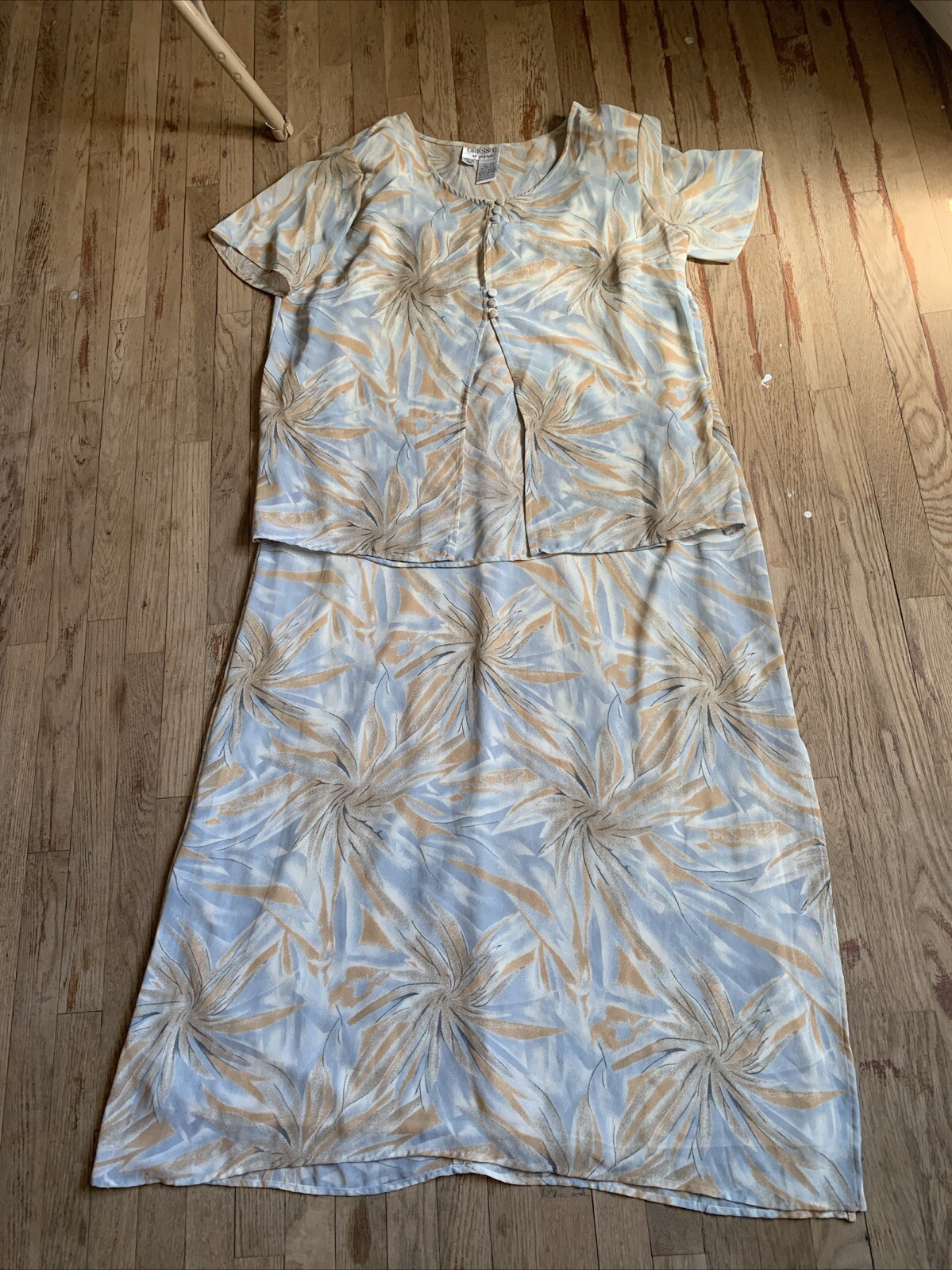DRESS U by SHARON 15/16 Vintage 2 Piece Lined Chiffon Dress Top Shoulder Pads
