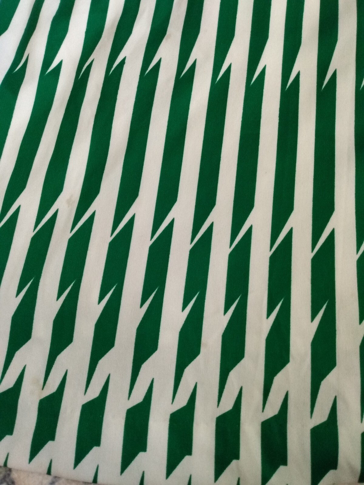Vintage Dress Green White Vertical Geometric Stripes 32″B 27″W Retro 60s 70s