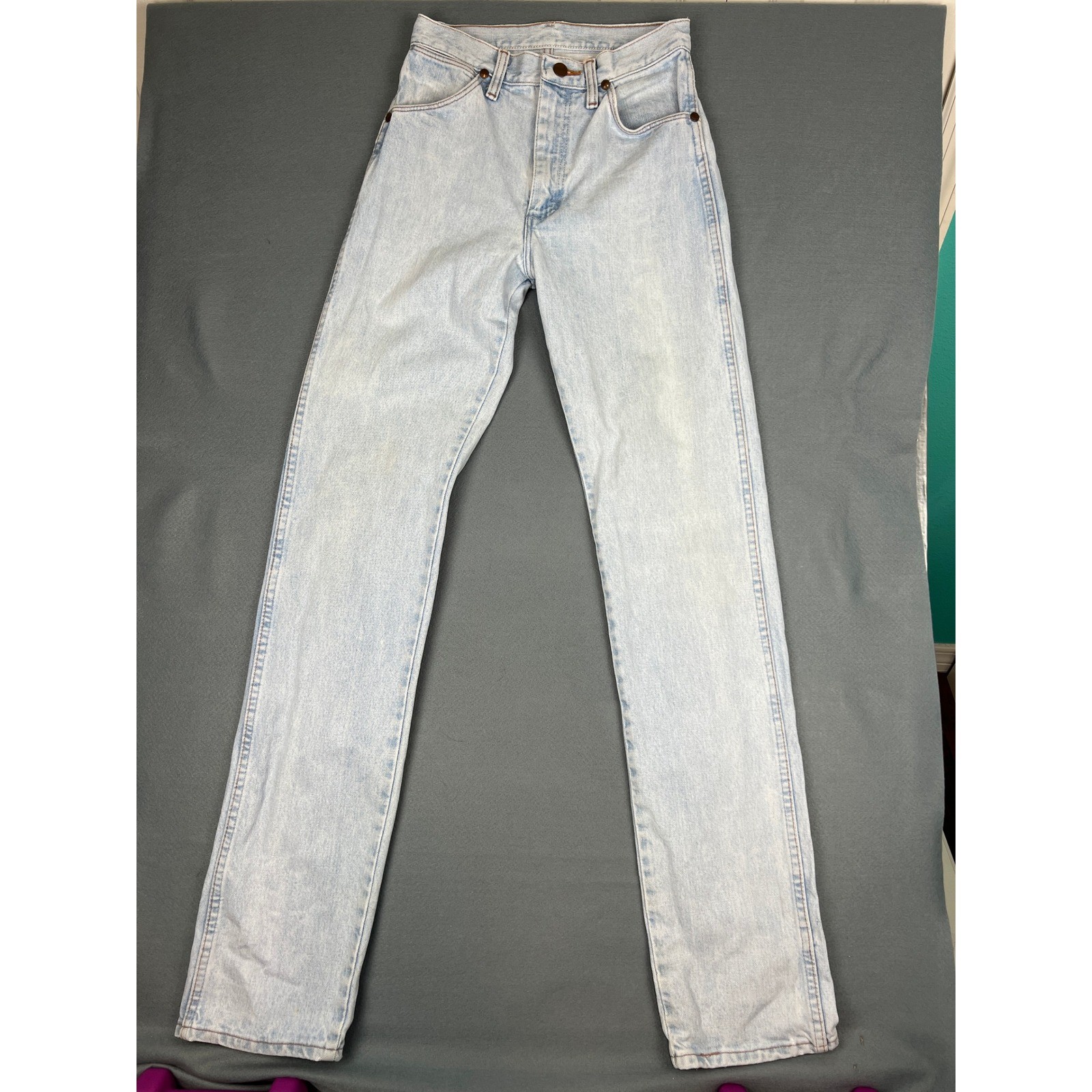 Wrangler 80s Straight Leg Jeans Vintage Western Boho Light Wash Cotton W28 x L36