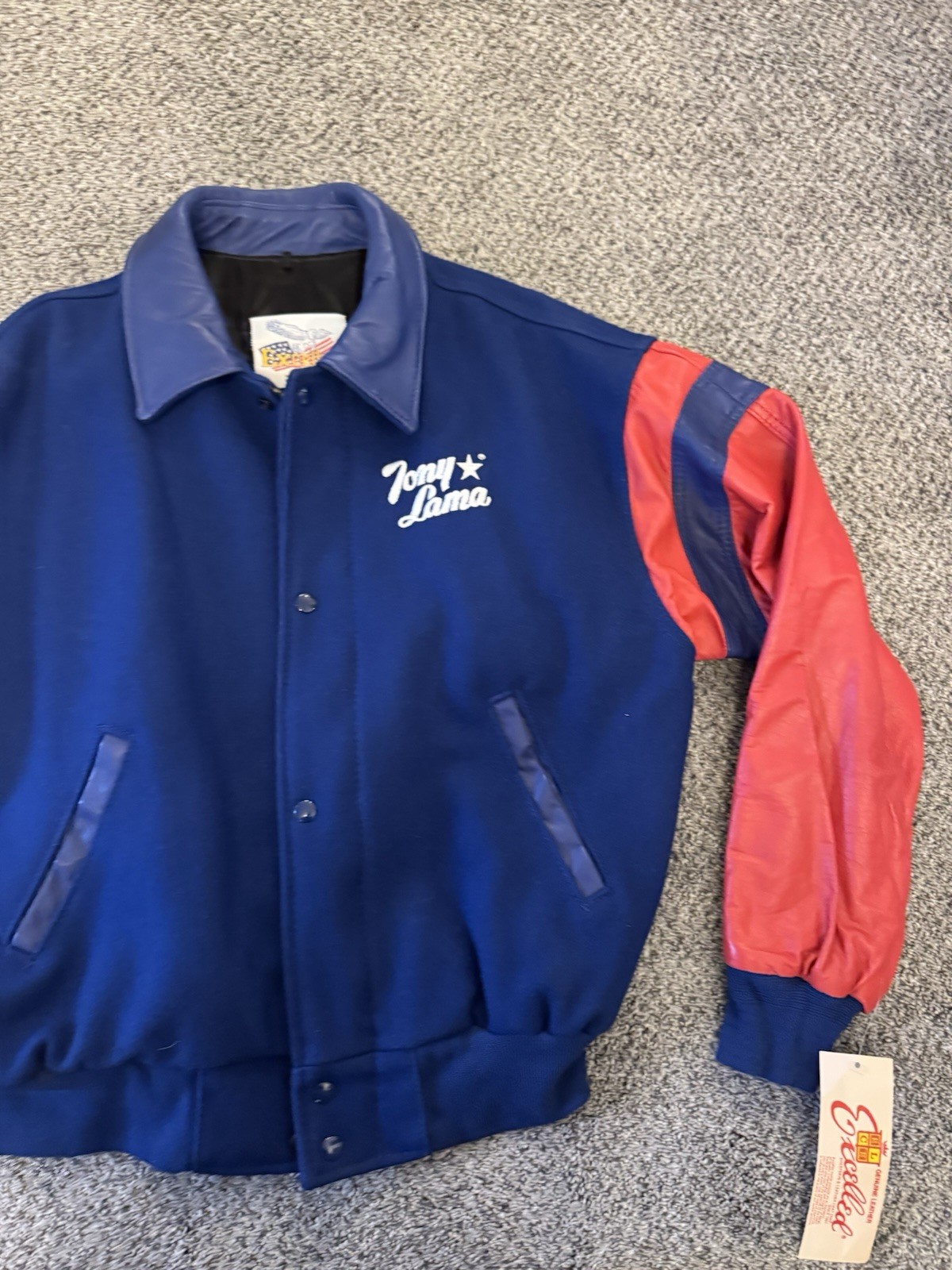 Vintage Tony Lama Leather Jacket Wool Varsity USA Made Excelled Mens M
