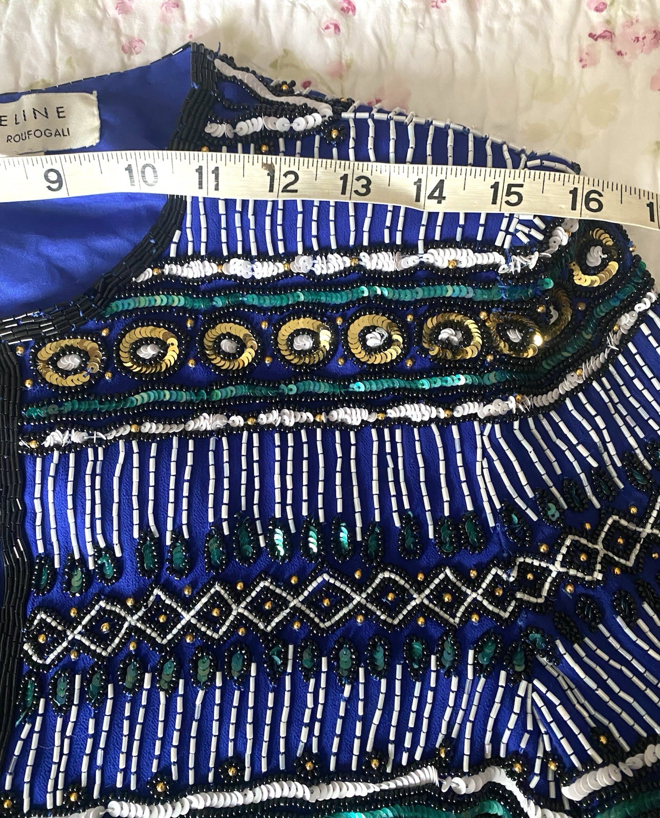 Stunning Vintage Beaded Blue Silk Jacket Niteline by Della Roufogali