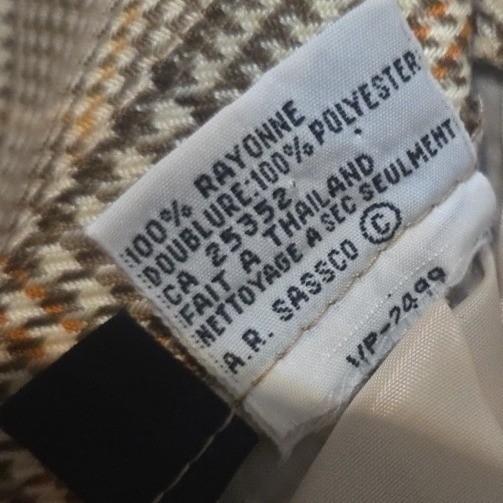 A.R. Sassco Vintage Plaid Pencil Skirt, Brown Tan Glen Check Midi Skirt, Size 8