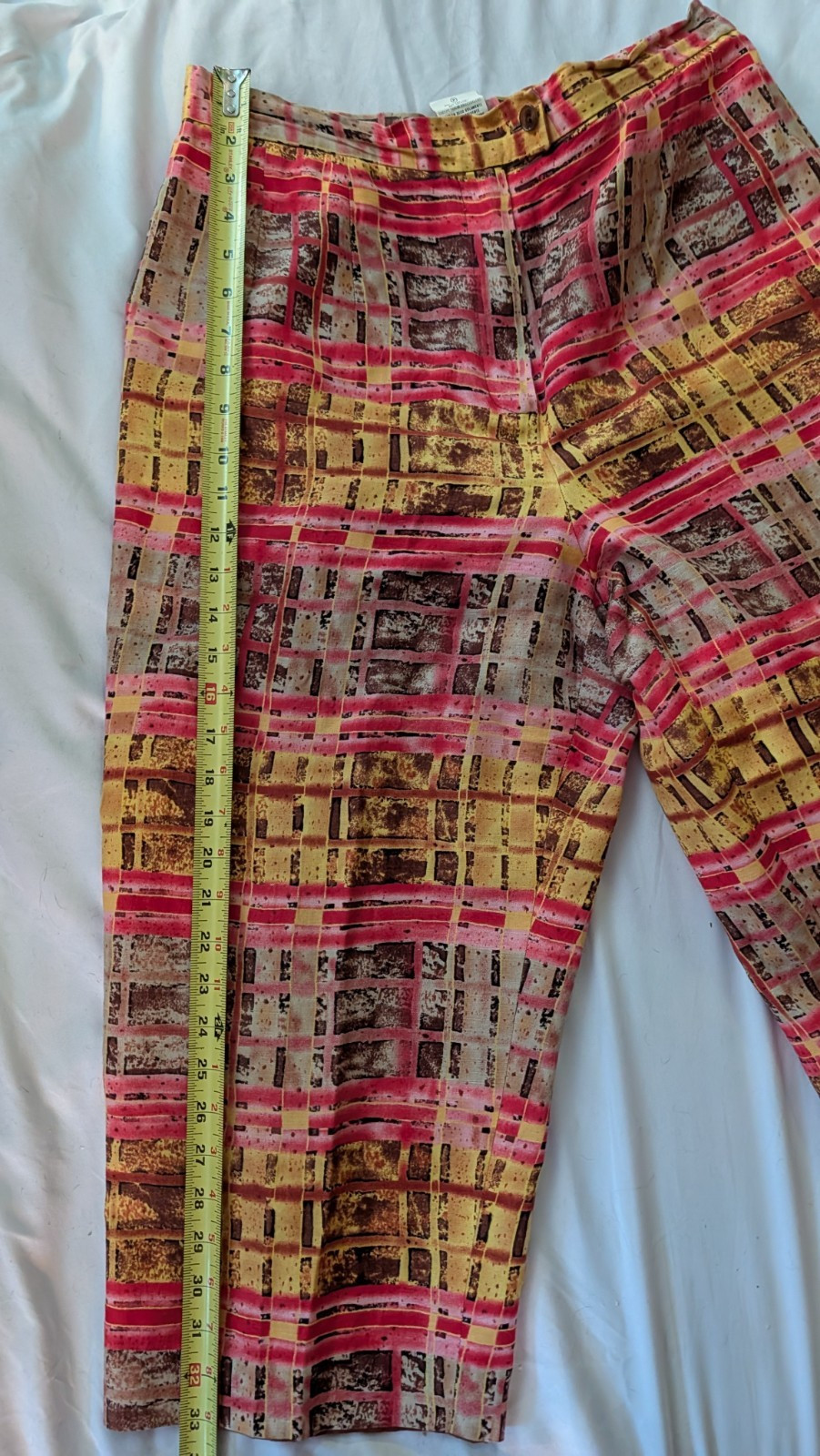 OOAK Pant Suit Women Sz 14 Harve 3D Flower Abstract Color Casual Crop Legs Lined