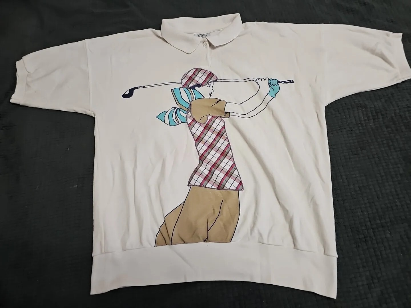Elaine Benedict Vintage Stylish Woman Golfer Polo Top SZ Small Made in USA