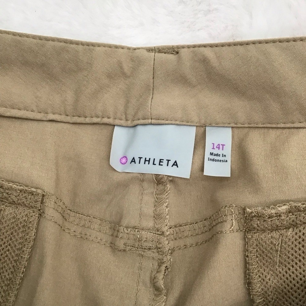 Athleta Women’s Nylon Cargo Pants Hiking Outdoor Casual Khaki Mid-Rise Size 14T