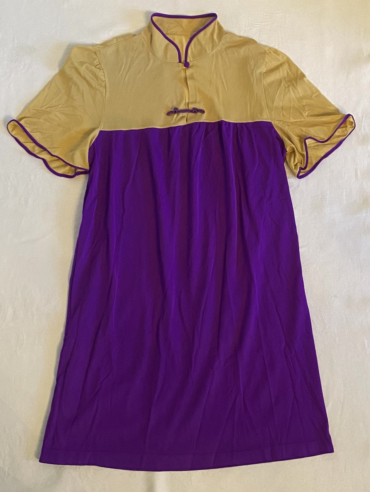 Vintage 60s Purple Satin Chemise Nylon Babydoll Nightgown Formfit Rogers Medium