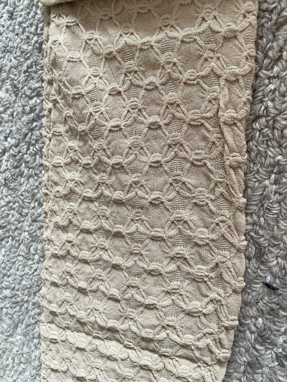 1 Pair Vintage Tan Textured Spellbound Pantyhose Petite 7 1/2”